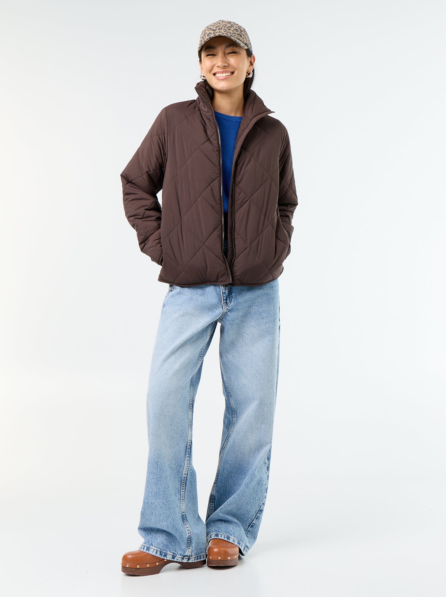Blouson matelassé et déperlant - Marron