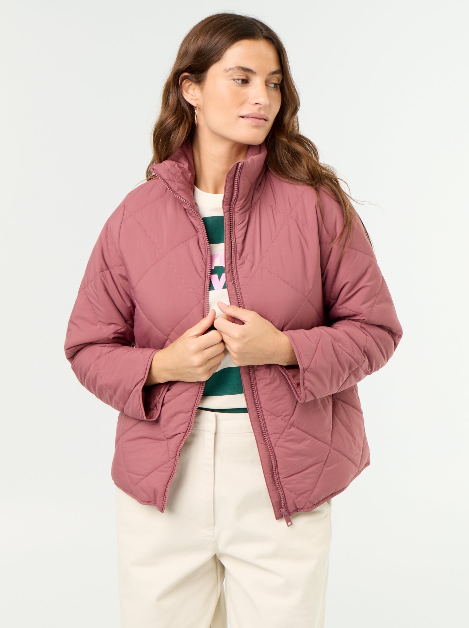 Blouson matelassé et déperlant - Rose