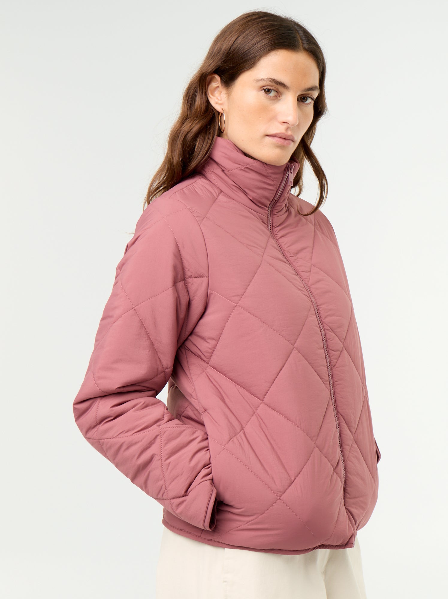 Blouson matelassé et déperlant - Rose