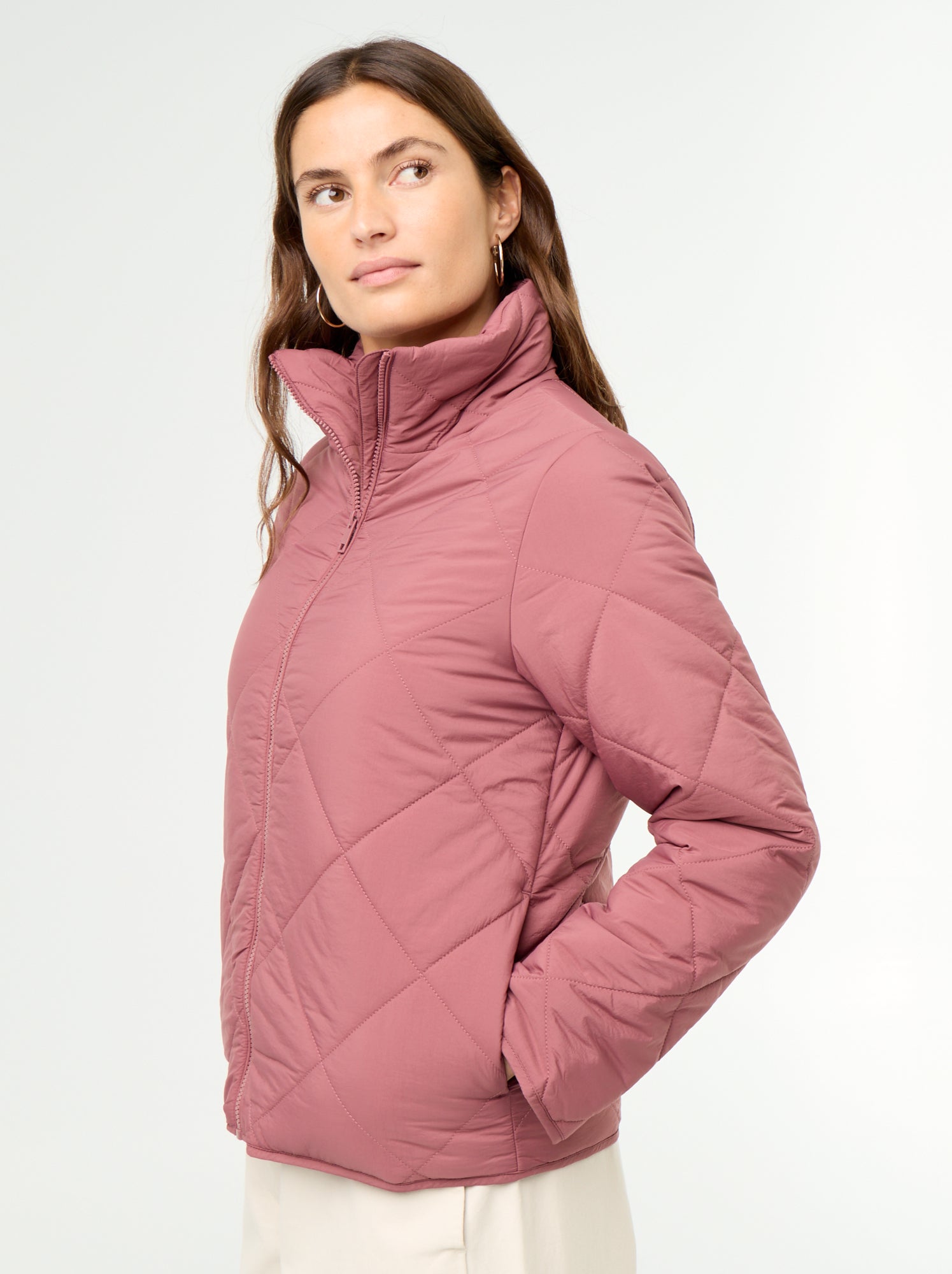 Blouson matelassé et déperlant - Rose