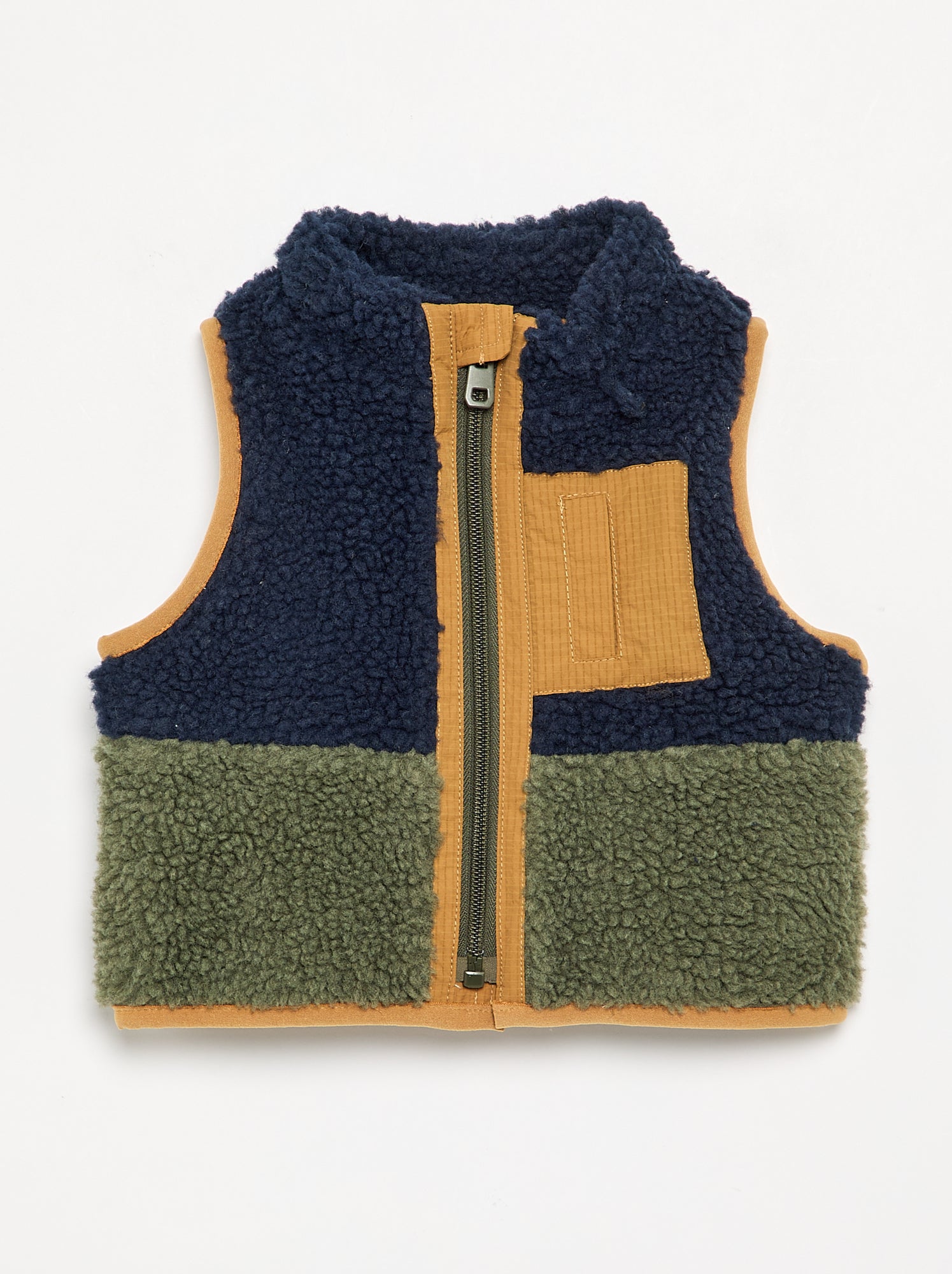 Blouson moutonné sans manches - Bleu