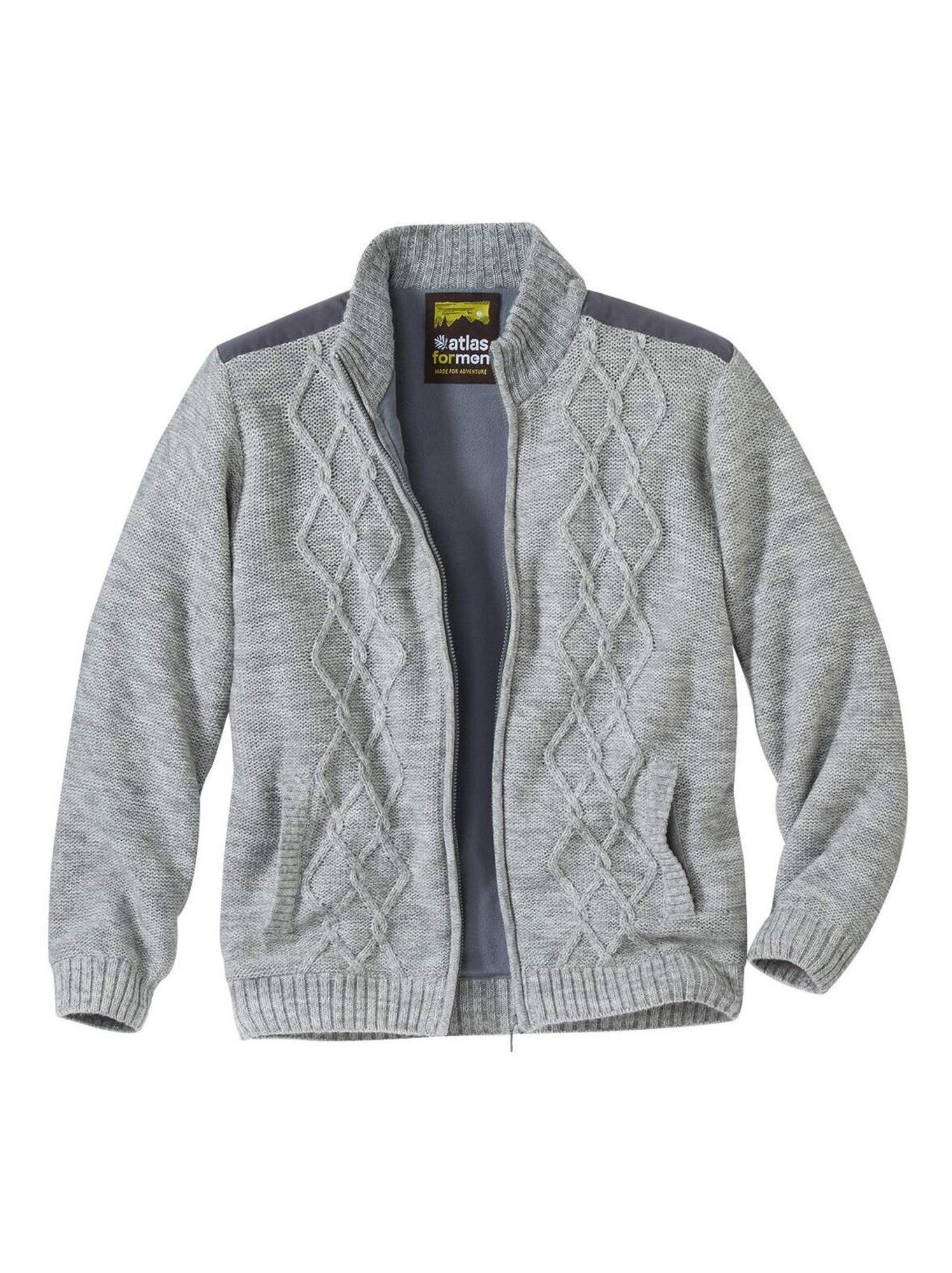 Blouson Tricot Zippé Doublé Polaire  - ATLAS FOR MEN - Gris