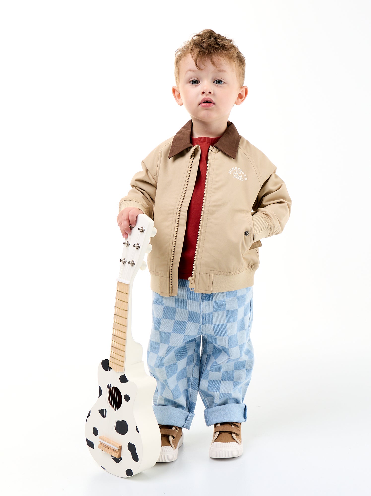 Blouson zippée avec col contrastant - Beige