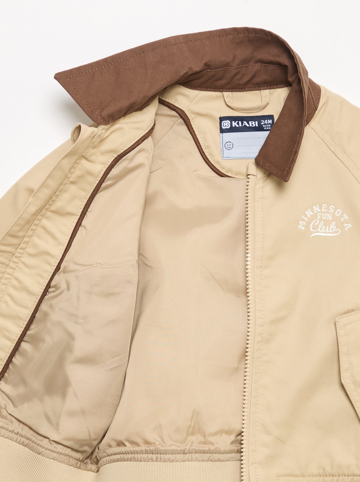 Blouson zippée avec col contrastant - Beige