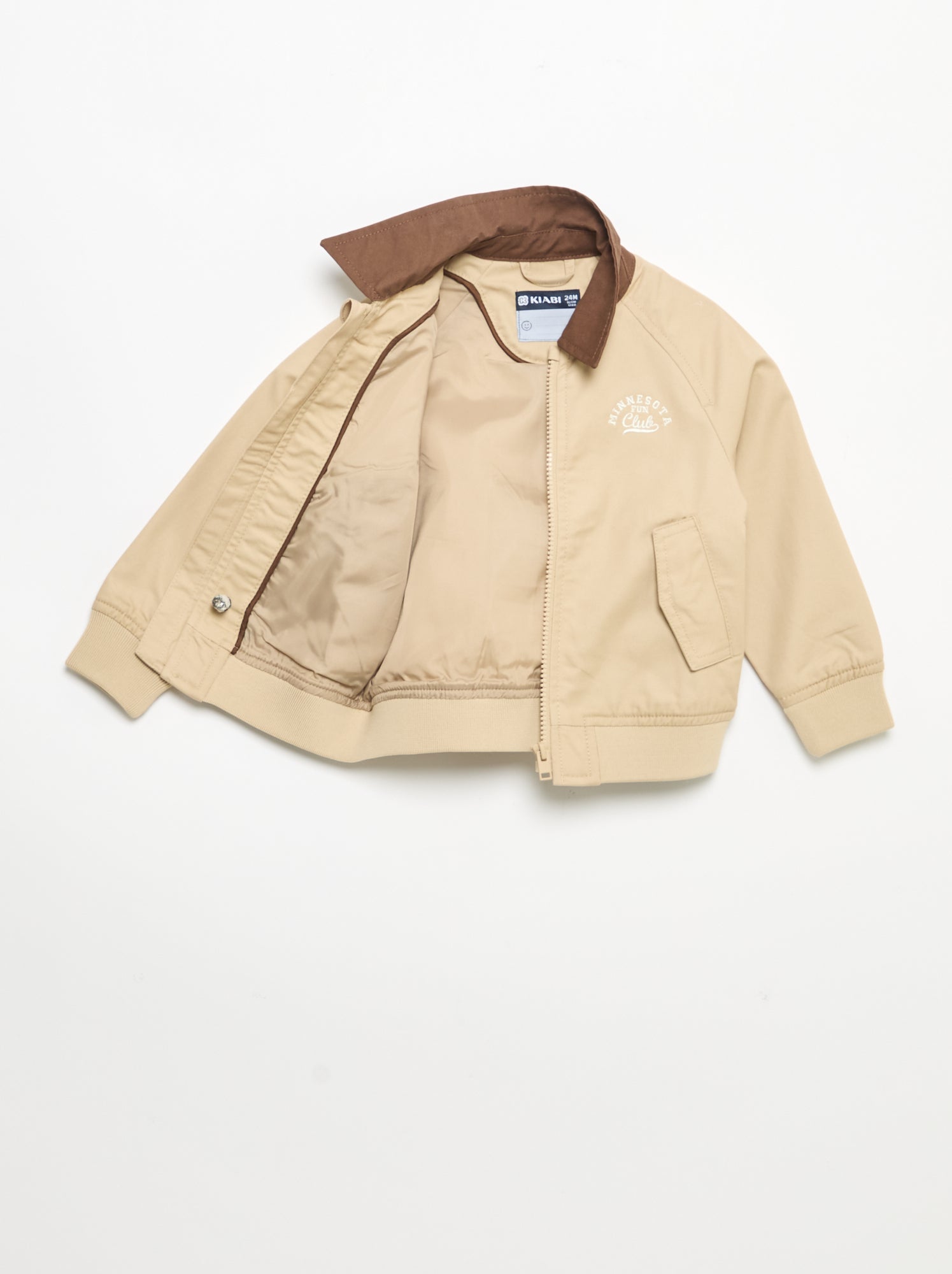 Blouson zippée avec col contrastant - Beige