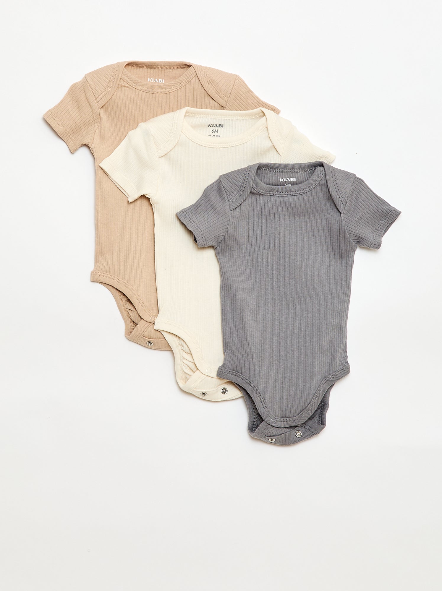 Bodies évolutif en maille unie - Lot de 3 - Beige (CPW60_8)