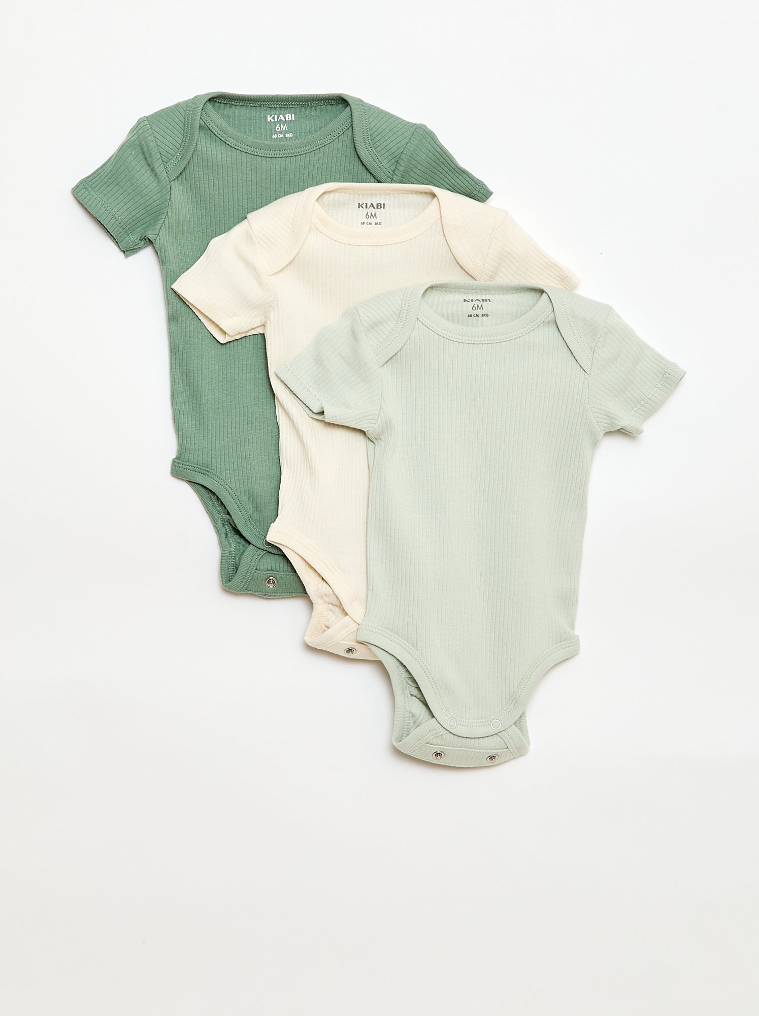 Bodies évolutif en maille unie - Lot de 3 - Vert