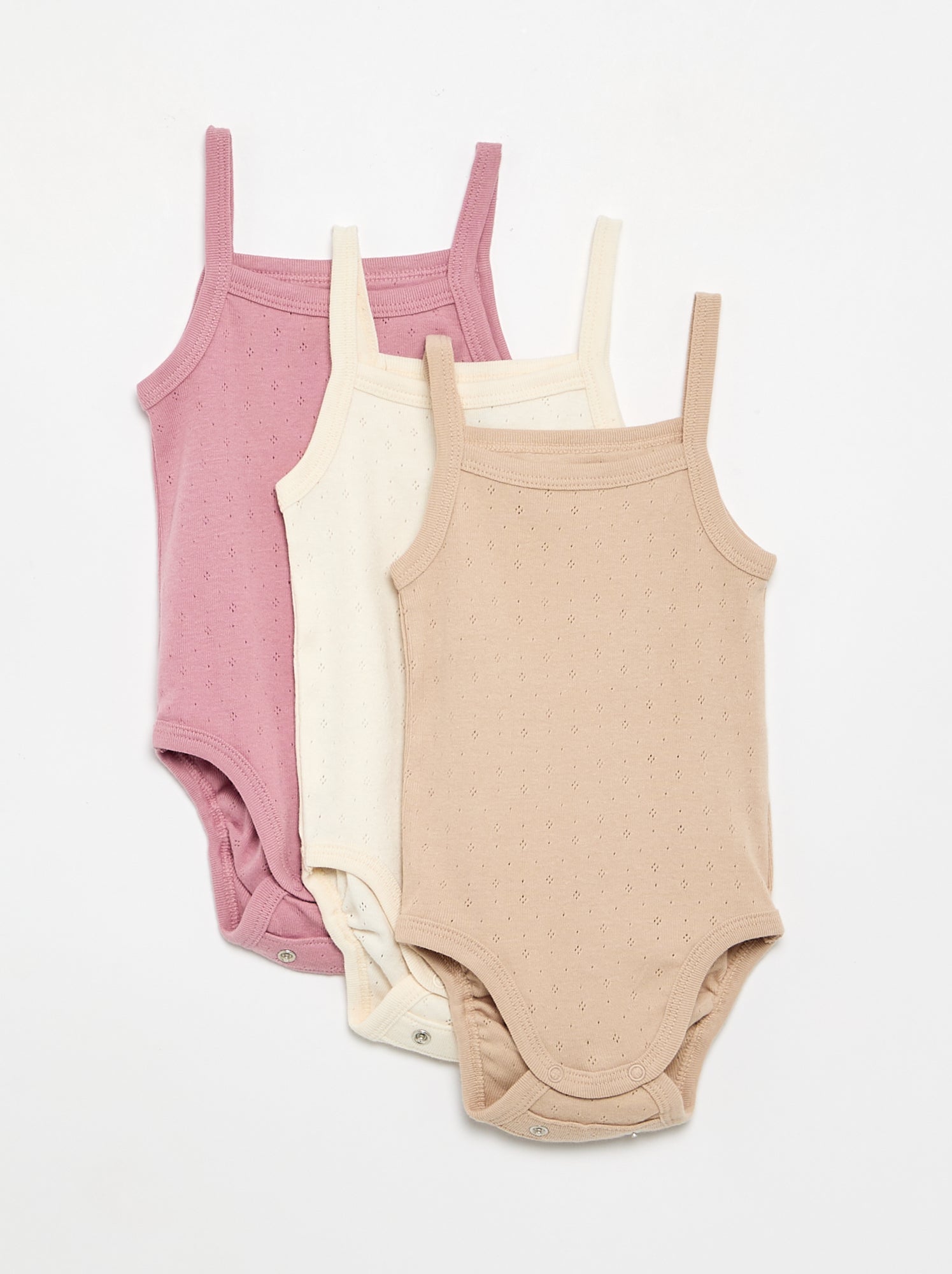 Bodies évolutifs à bretelles - lot de 3 - Beige