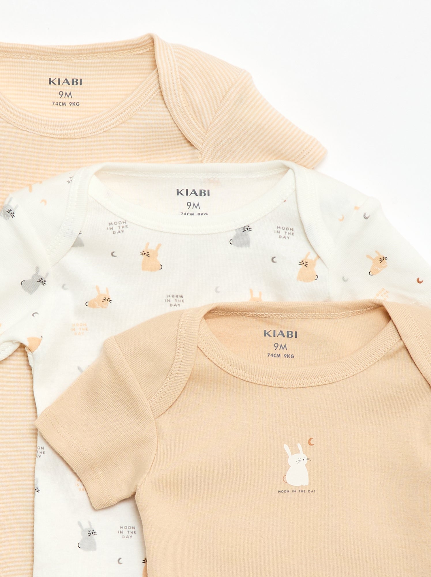 Bodies imprimés en coton - lot de 3 - Beige
