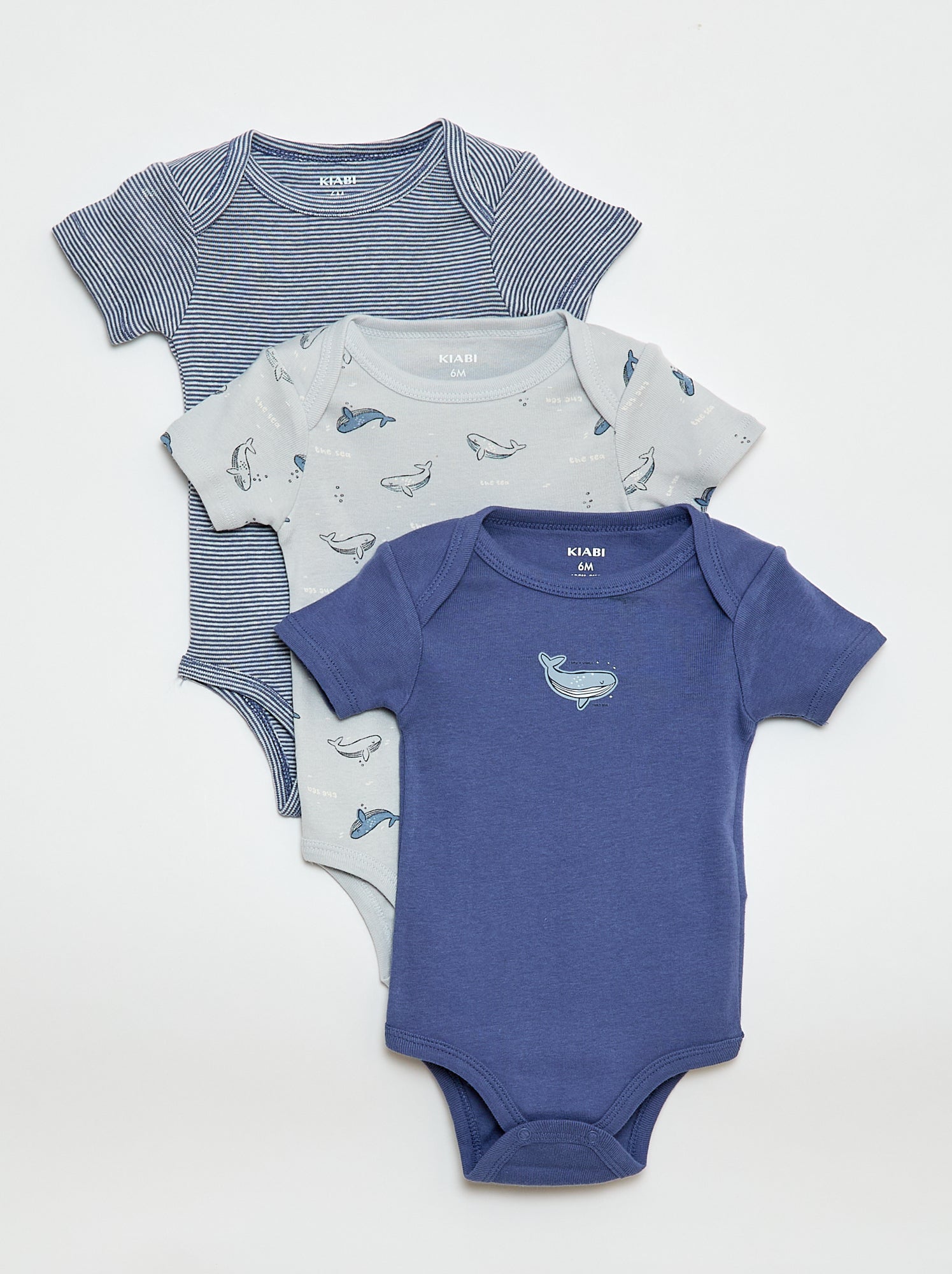 Bodies imprimés en coton - lot de 3 - Bleu