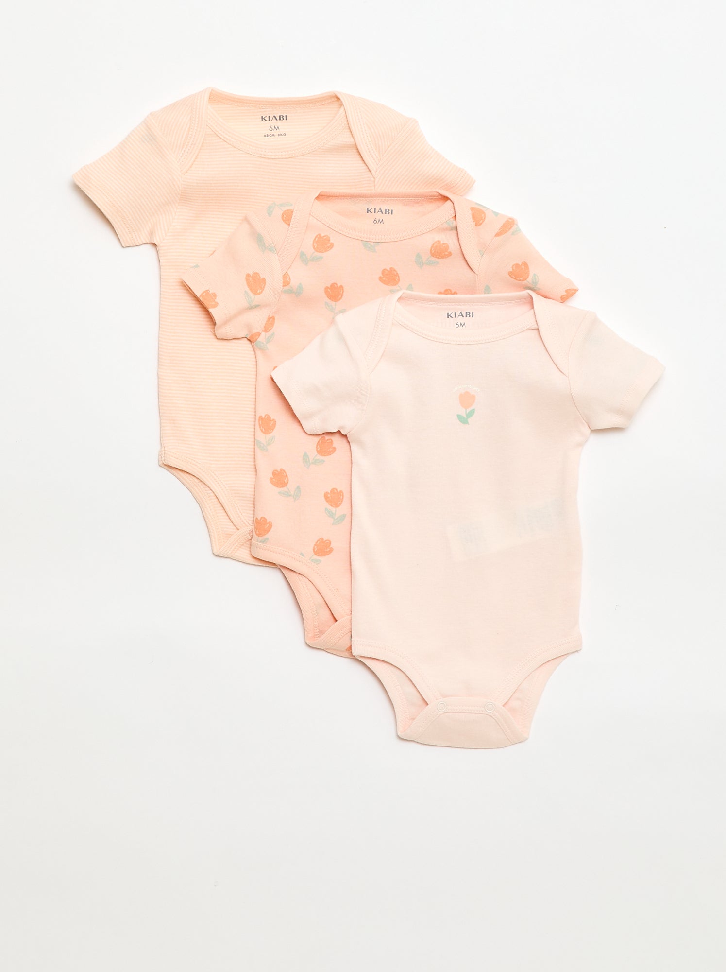 Bodies imprimés en coton - lot de 3 - Orange