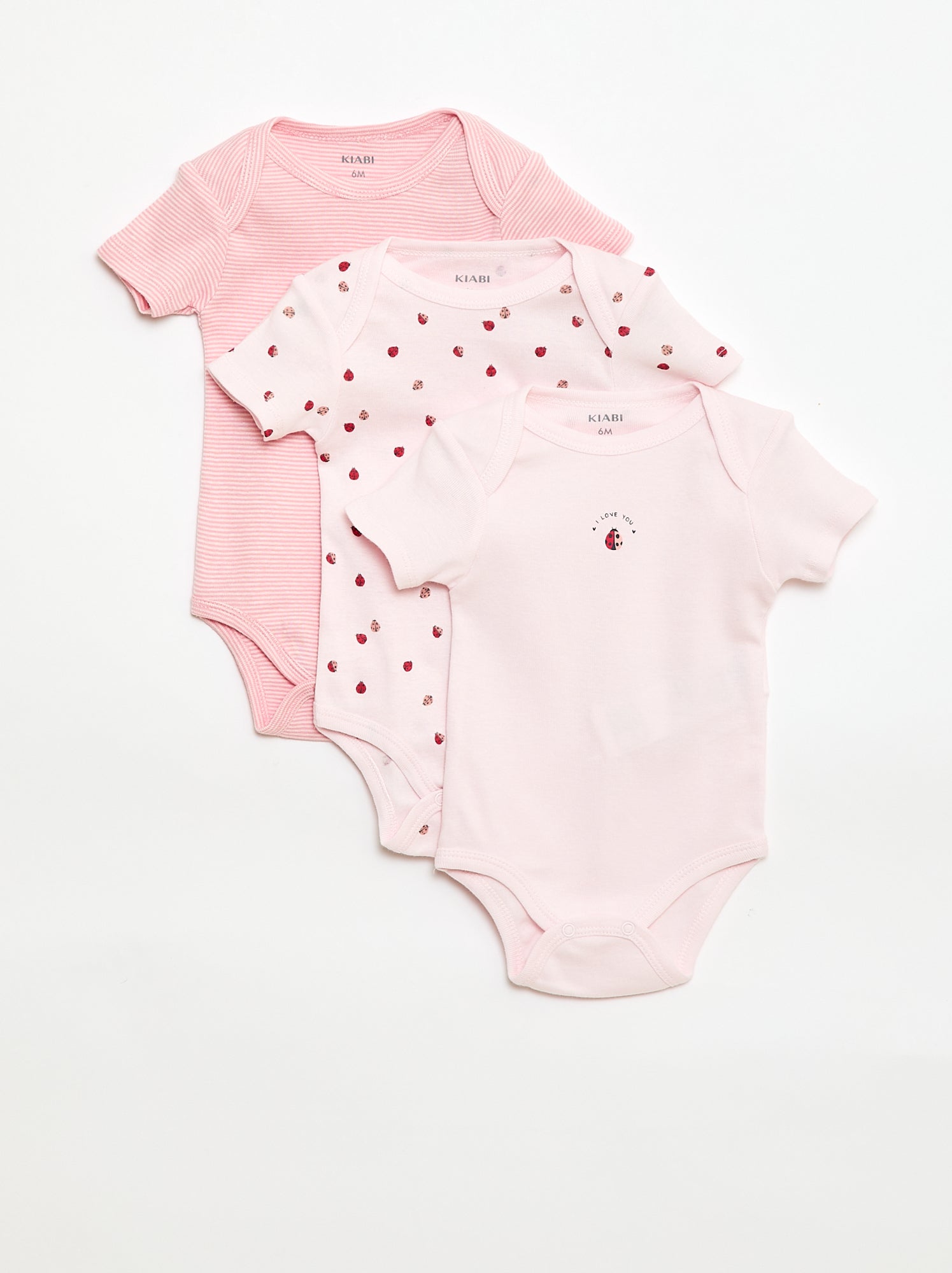 Bodies imprimés en coton - lot de 3 - Rose (CPW59_24)