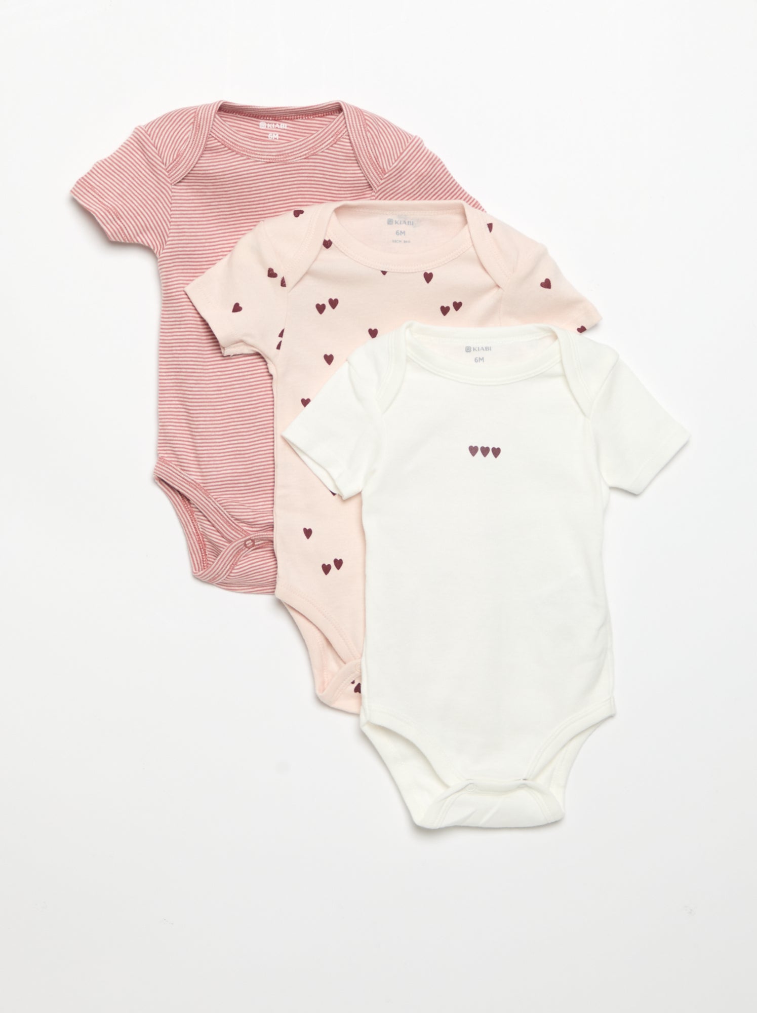 Bodies imprimés en coton - lot de 3 - Rose (CPW59_25)