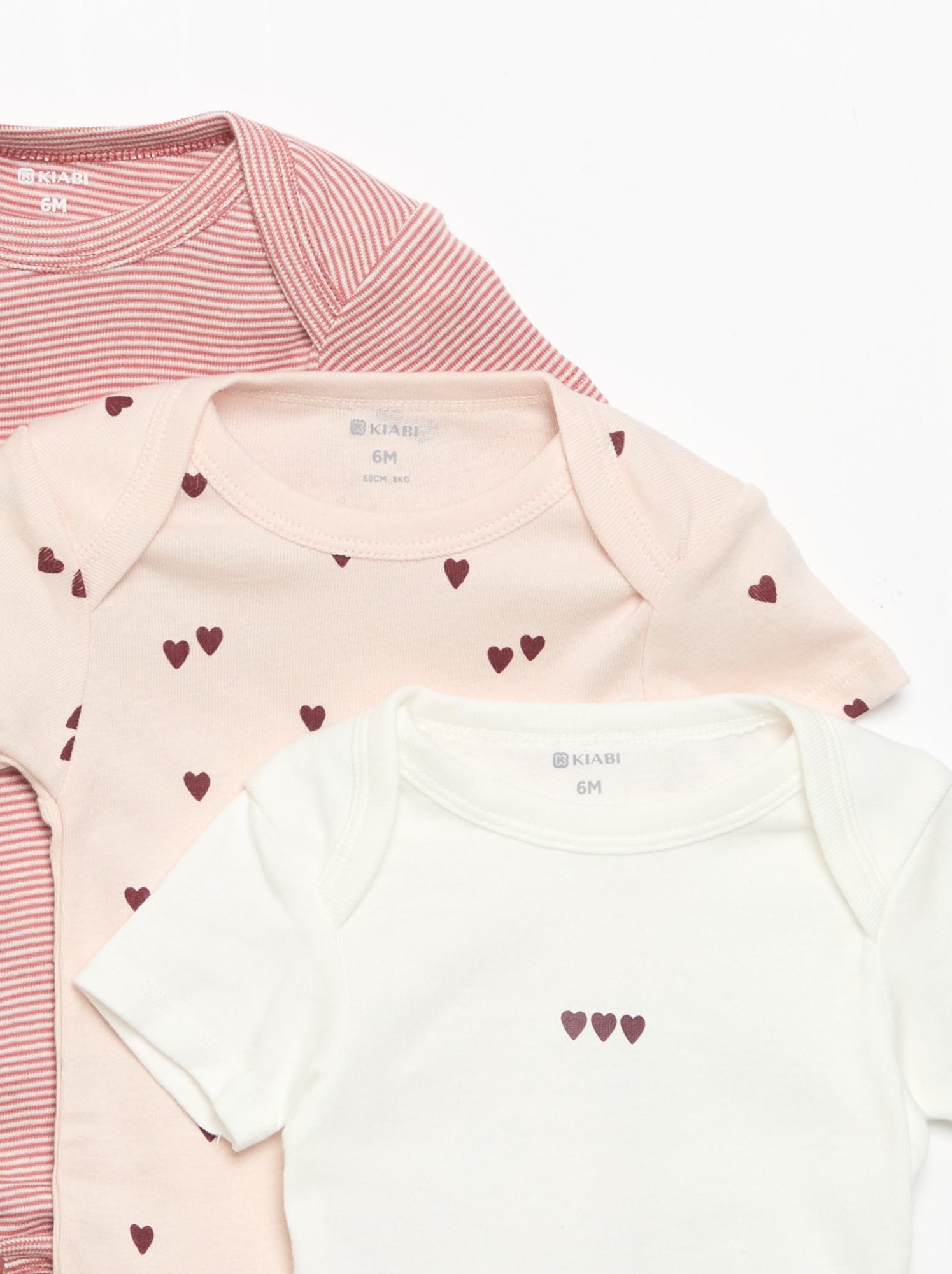 Bodies imprimés en coton - lot de 3 - Rose (CPW59_25)