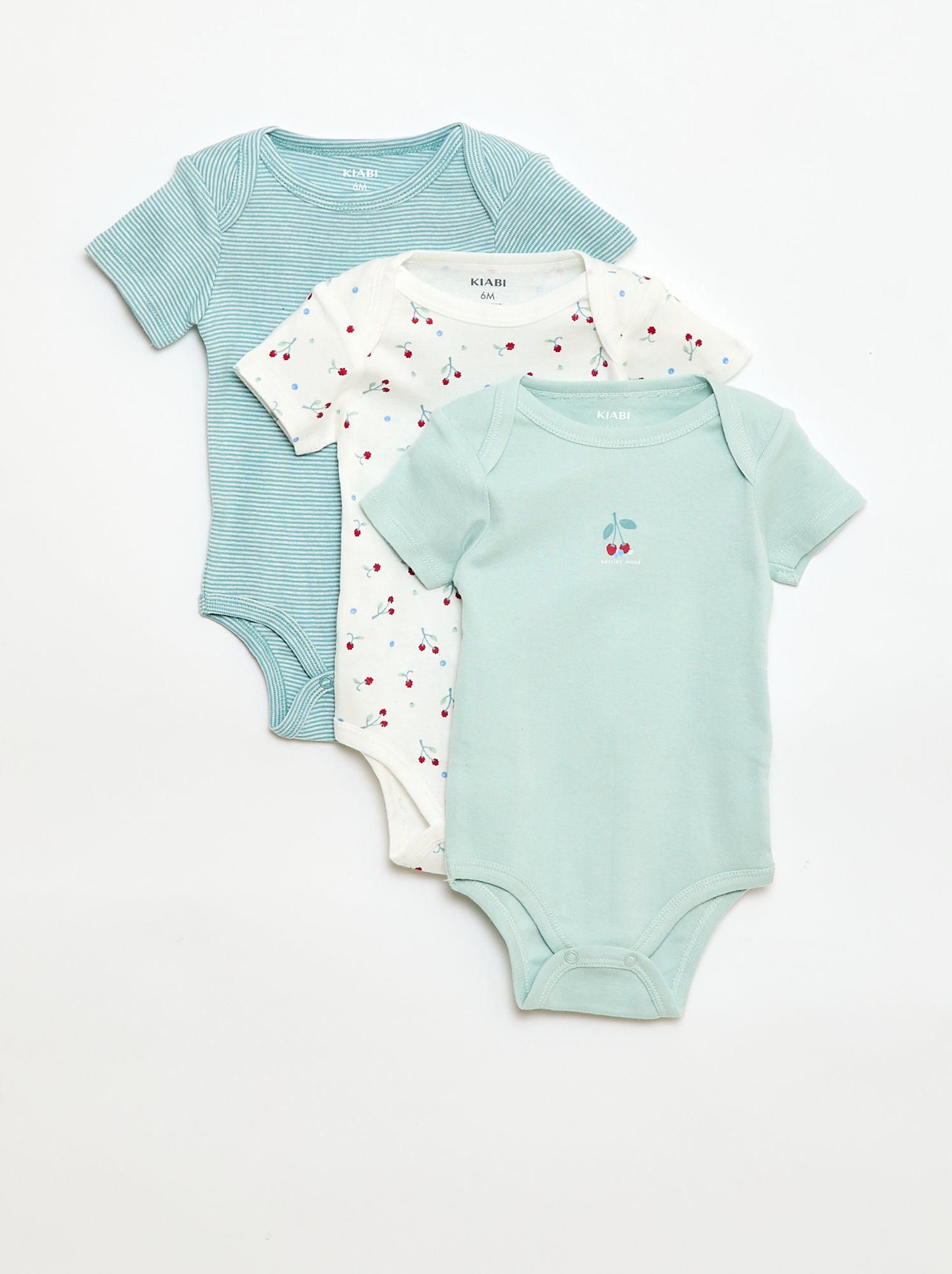 Bodies imprimés en coton - lot de 3 - Vert