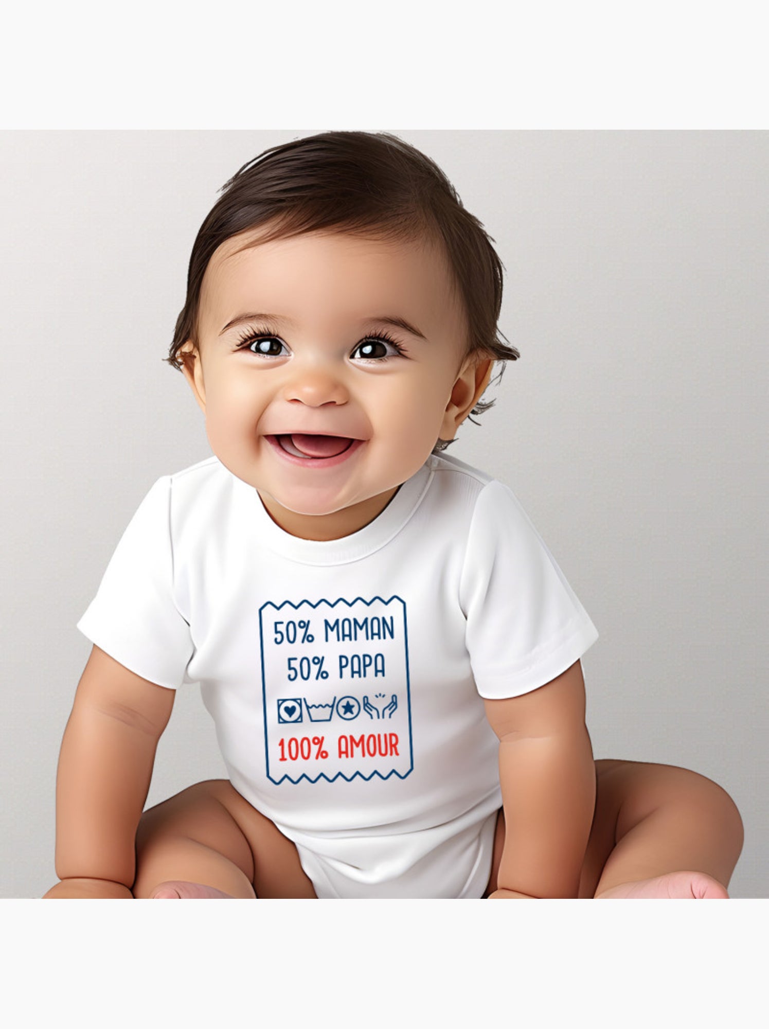 Body - 50% MAMAN 50% PAPA 100% AMOUR - Blanc