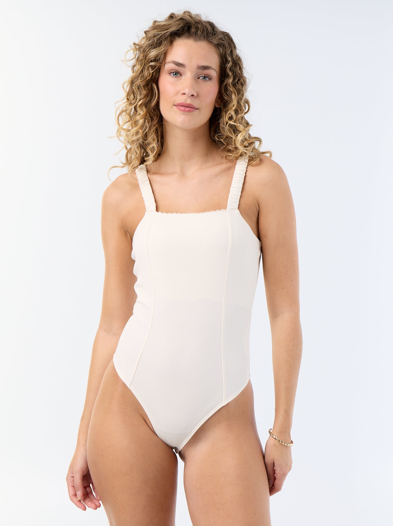 Body avec bretelles élastiquées - Blanc