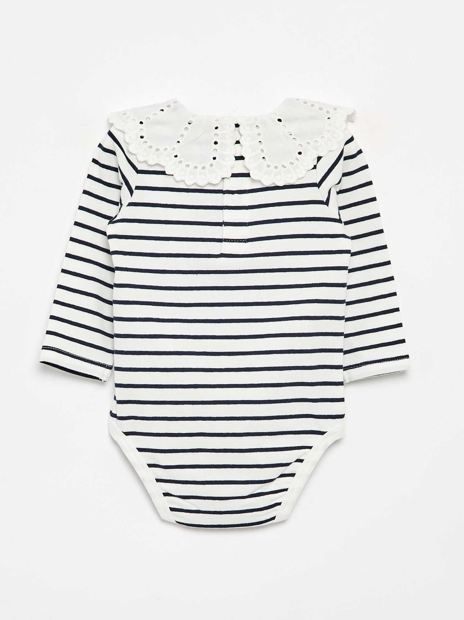 Body imprimé avec col claudine en broderie anglaise - Blanc (GET55_2)