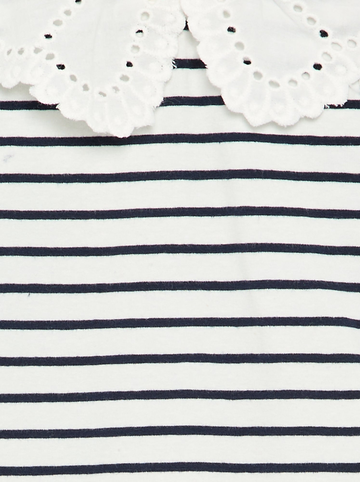 Body imprimé avec col claudine en broderie anglaise - Blanc (GET55_2)