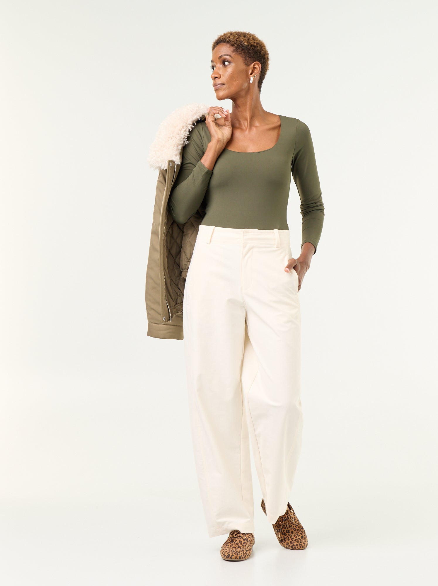 Body manches longues et col rond - Kaki