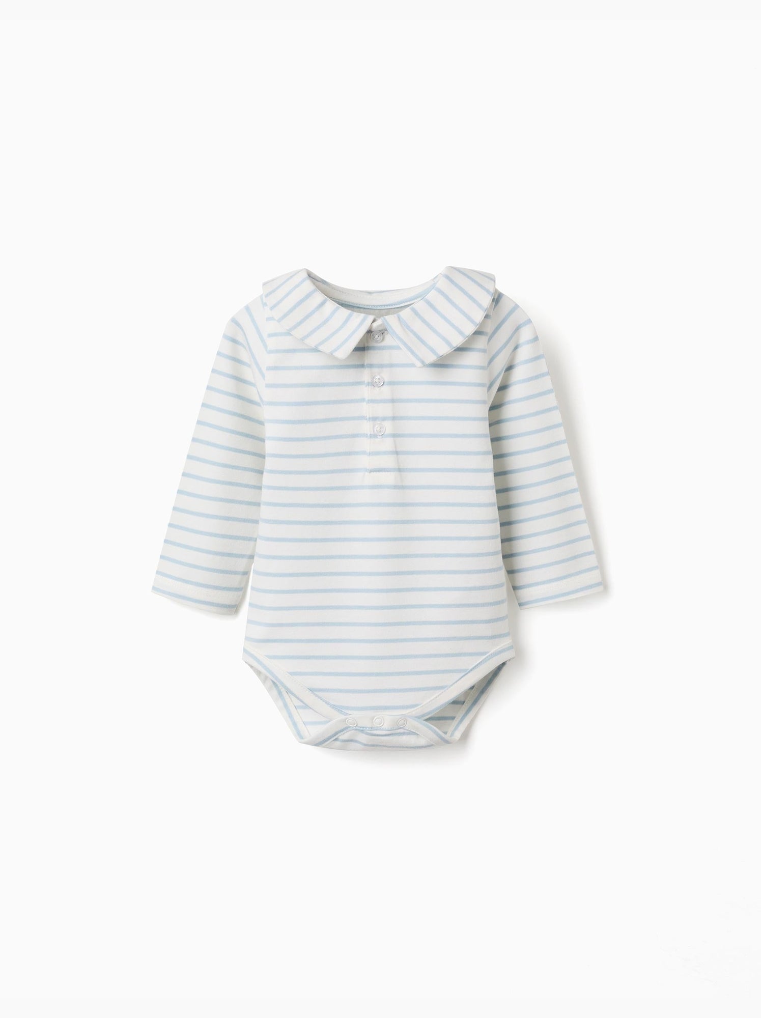 Body polo à manches longues et rayures - Beige clair
