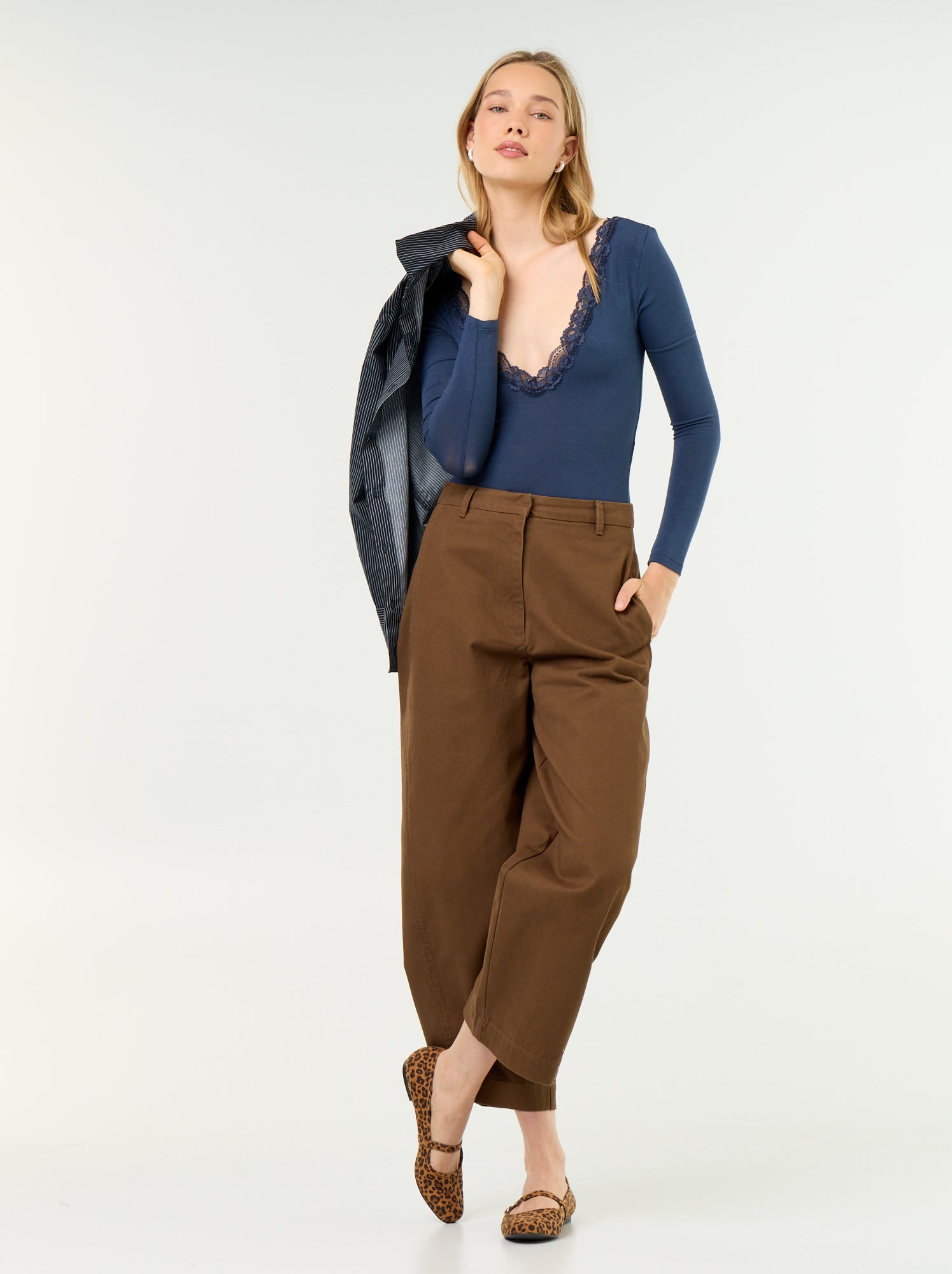 Body uni avec dentelle - Bleu
