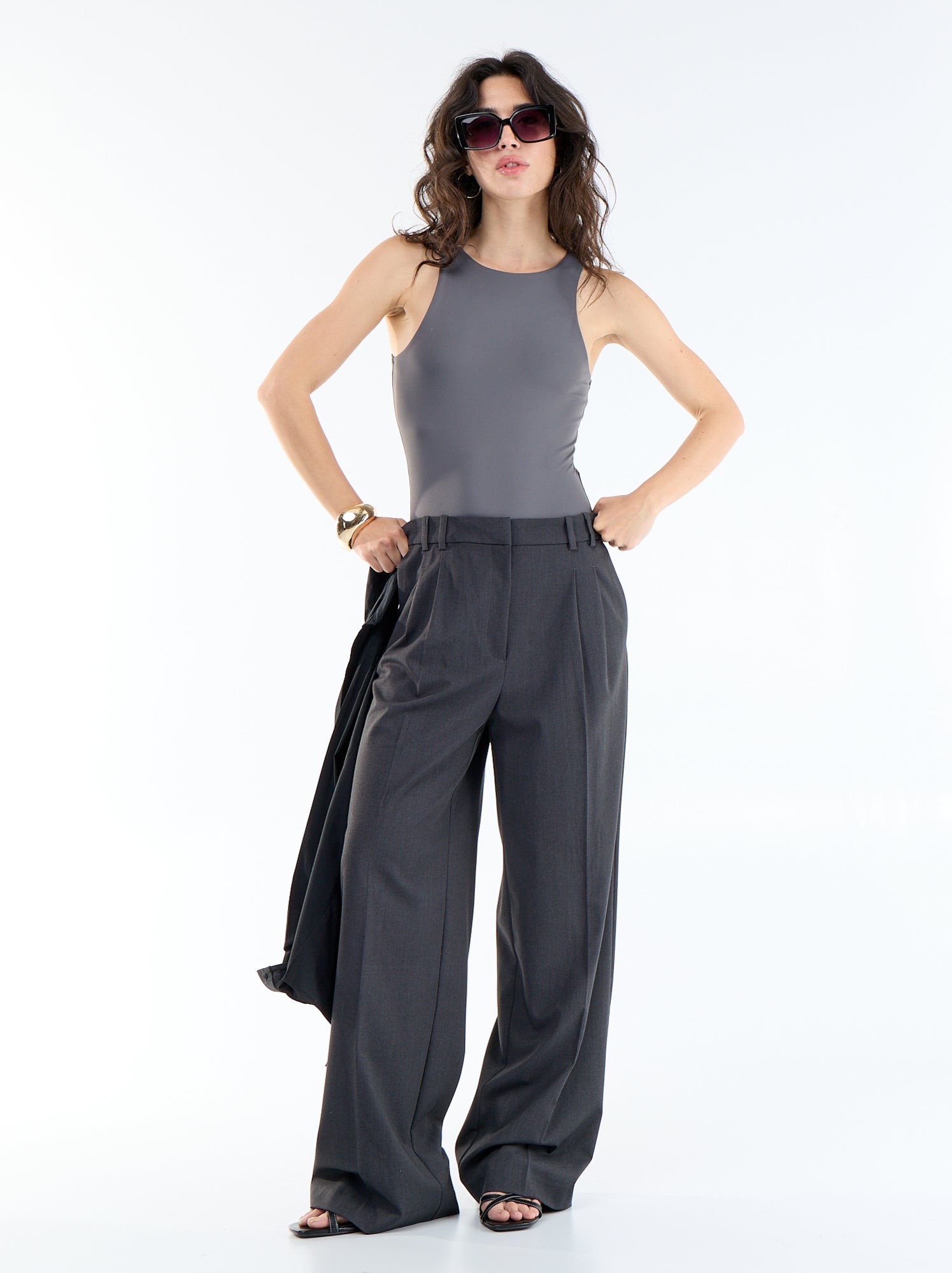 Body uni sans manches - Gris