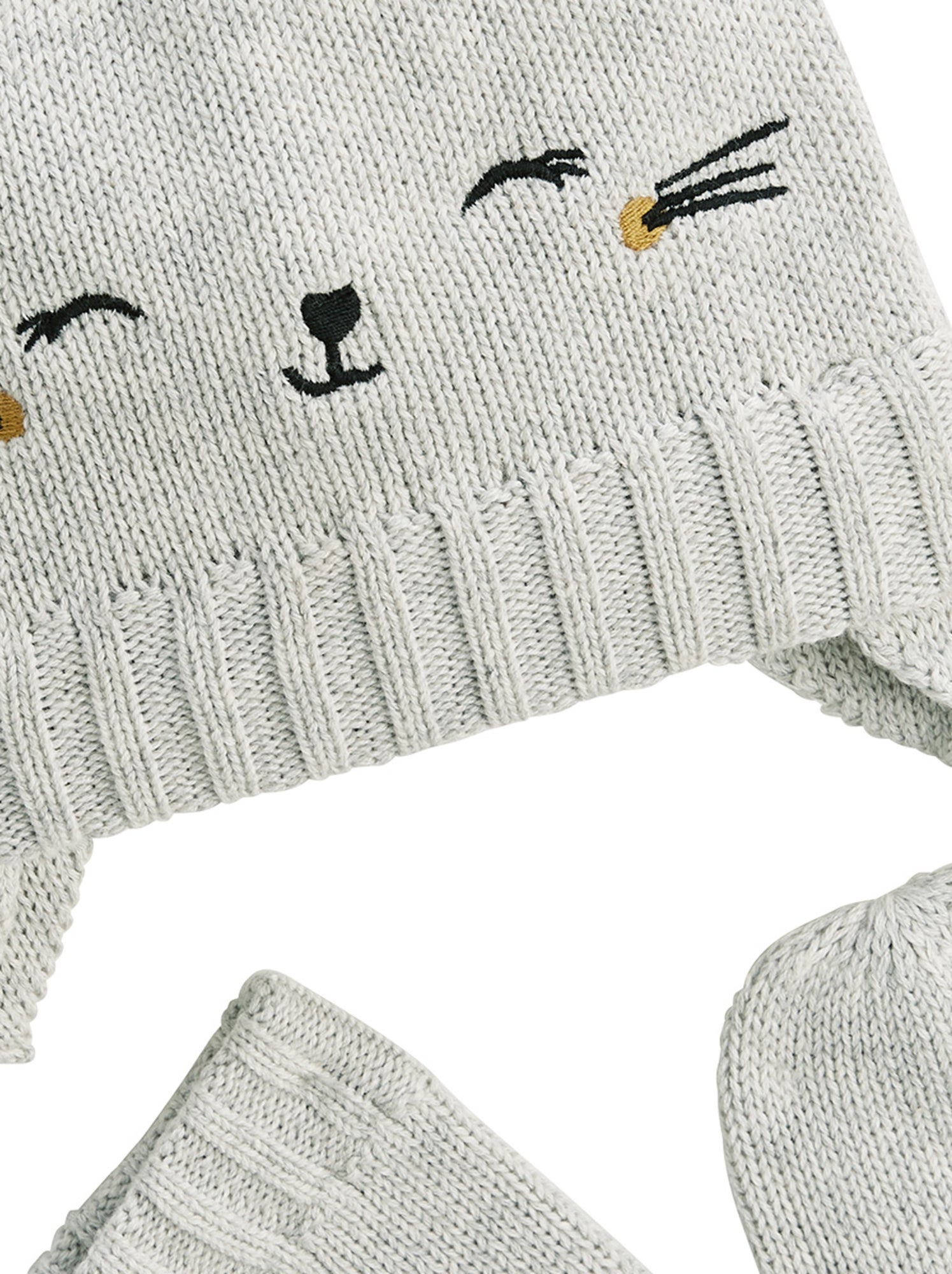 Bonnet bébé et moufles en tricot esmée - Gris Gris