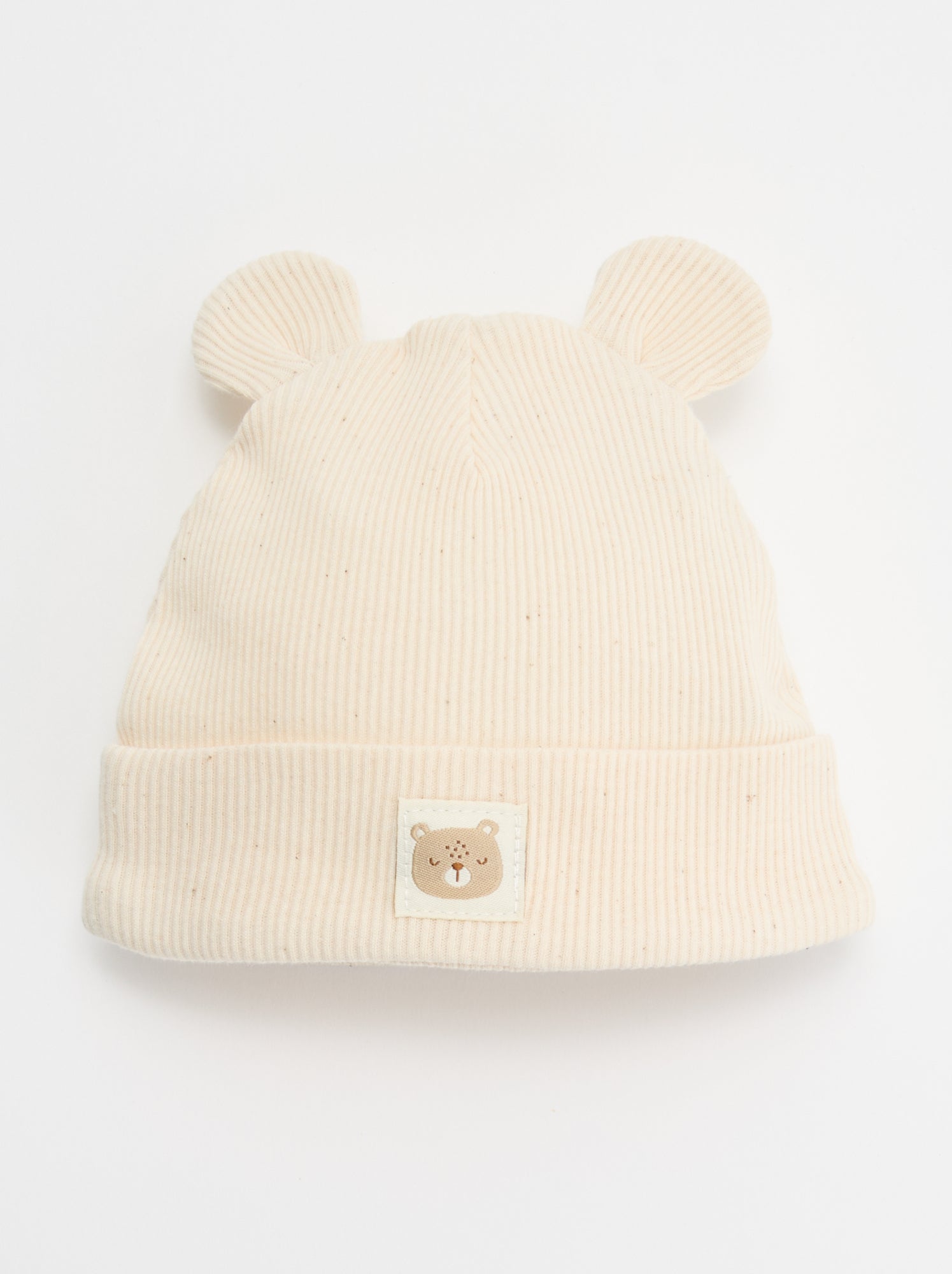 Bonnet côtelé avec oreilles - Beige (FZP53_2)