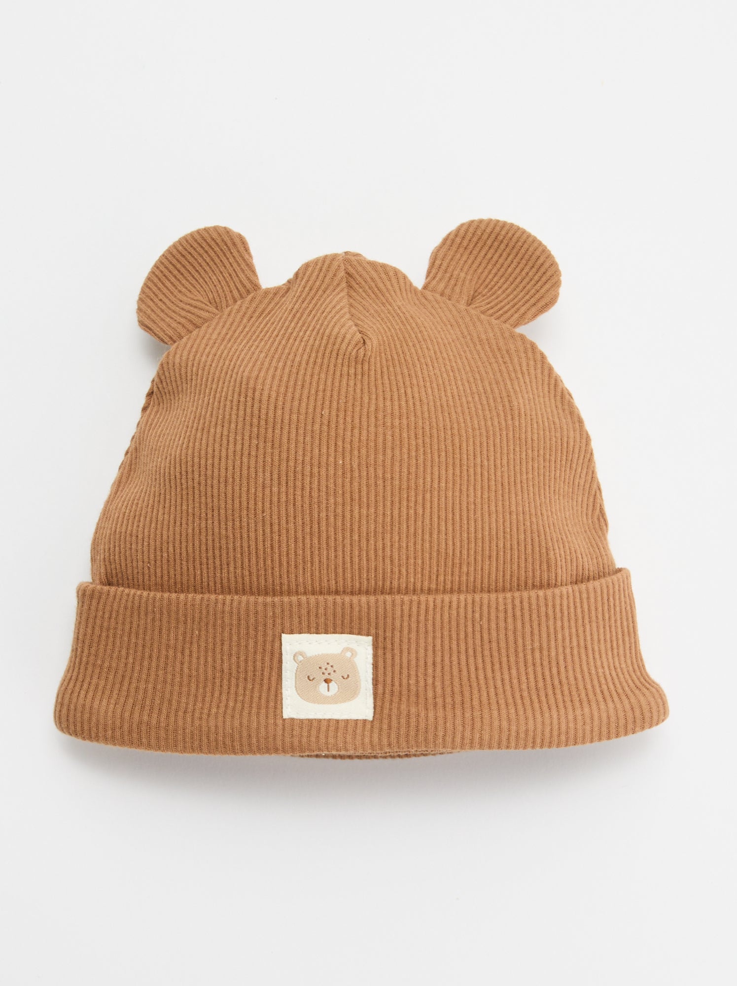 Bonnet côtelé avec oreilles - Beige (FZP53_3)