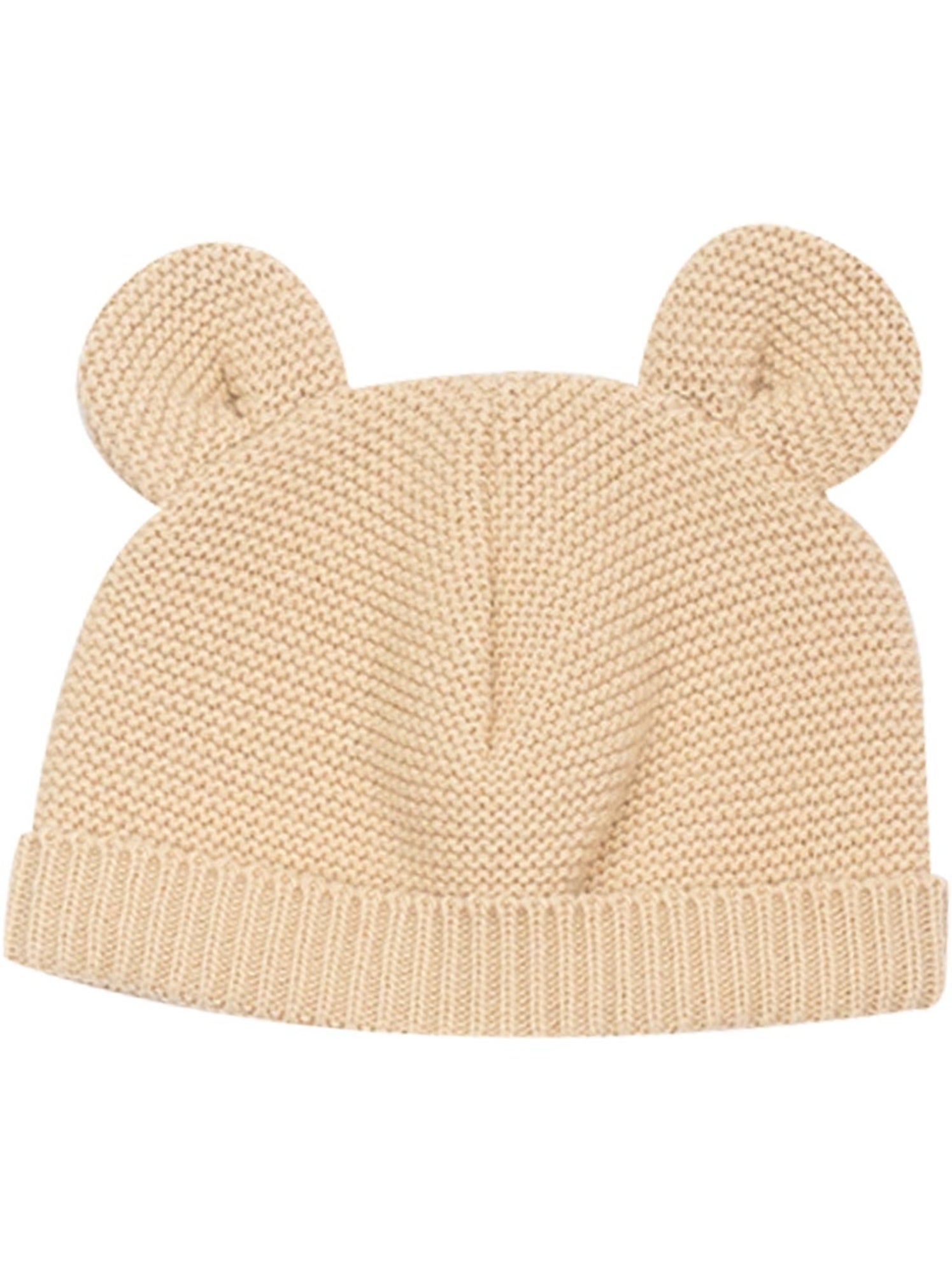 Bonnet en maille avec des petites oreilles - Marron cappuccino