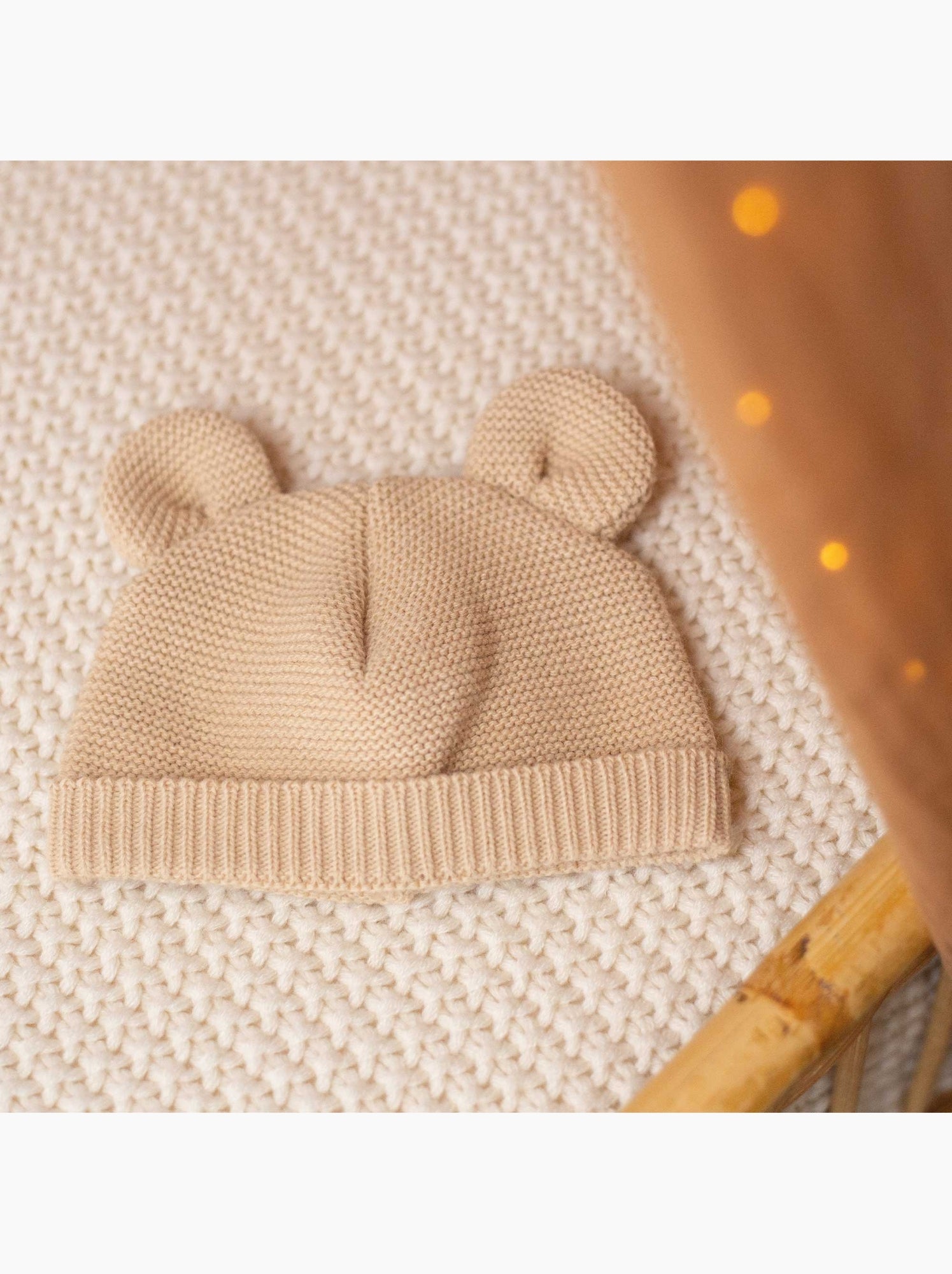 Bonnet en maille avec des petites oreilles - Marron cappuccino
