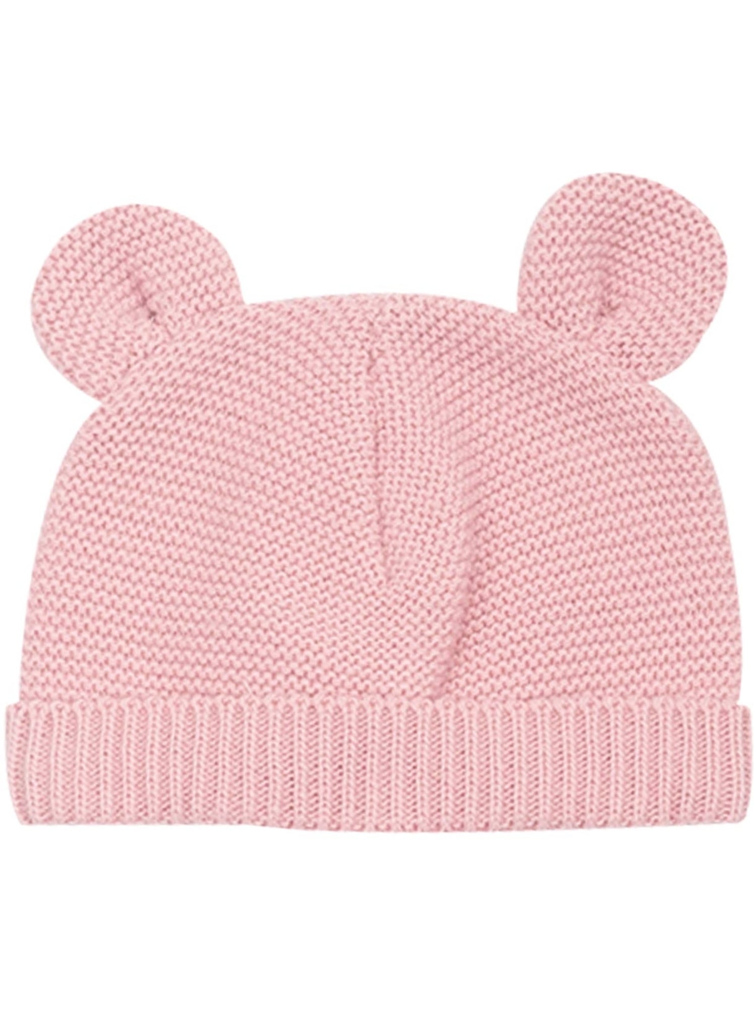 Bonnet en maille avec des petites oreilles - Rose pâle