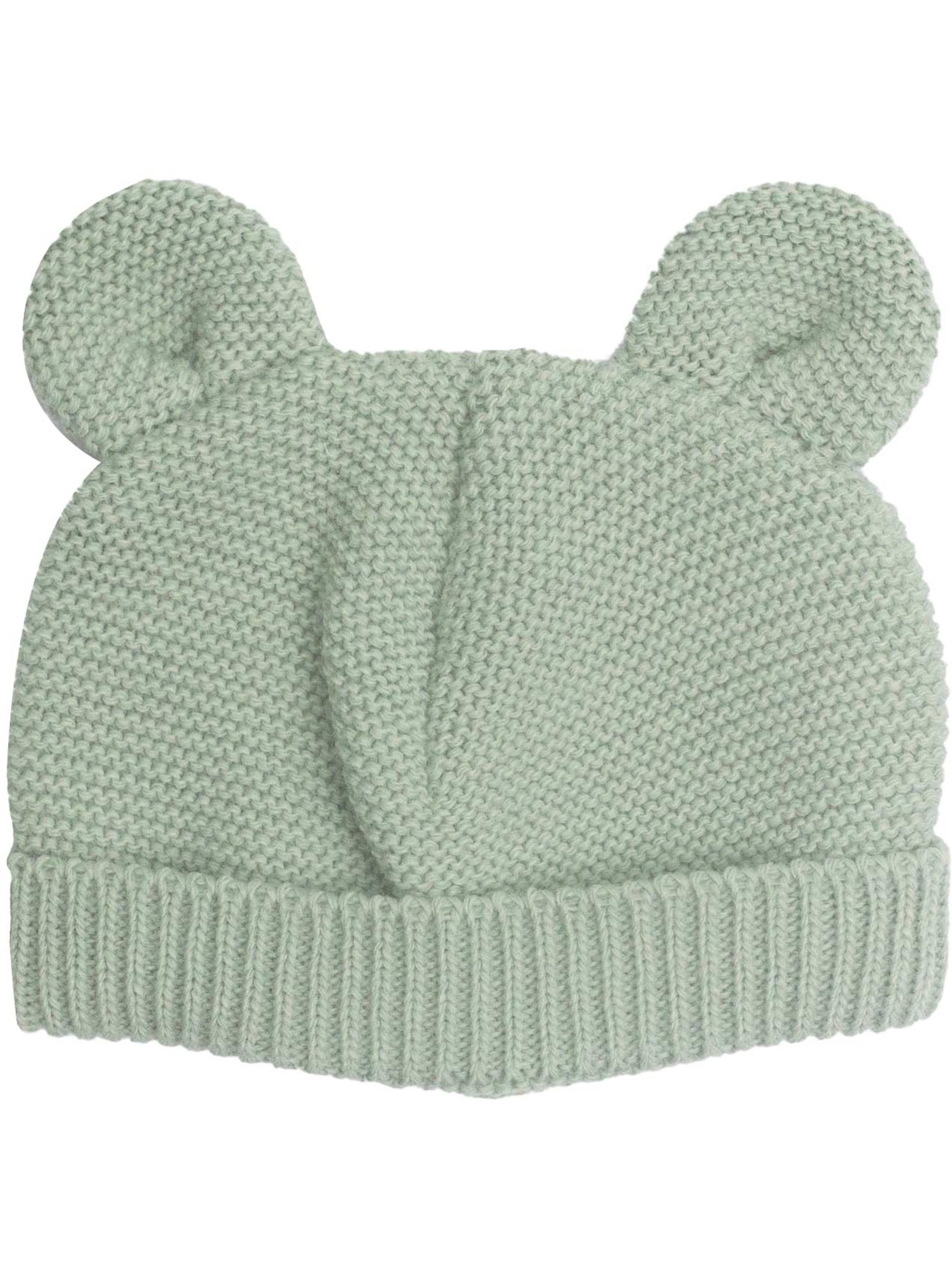 Bonnet en maille avec des petites oreilles - Vert clair