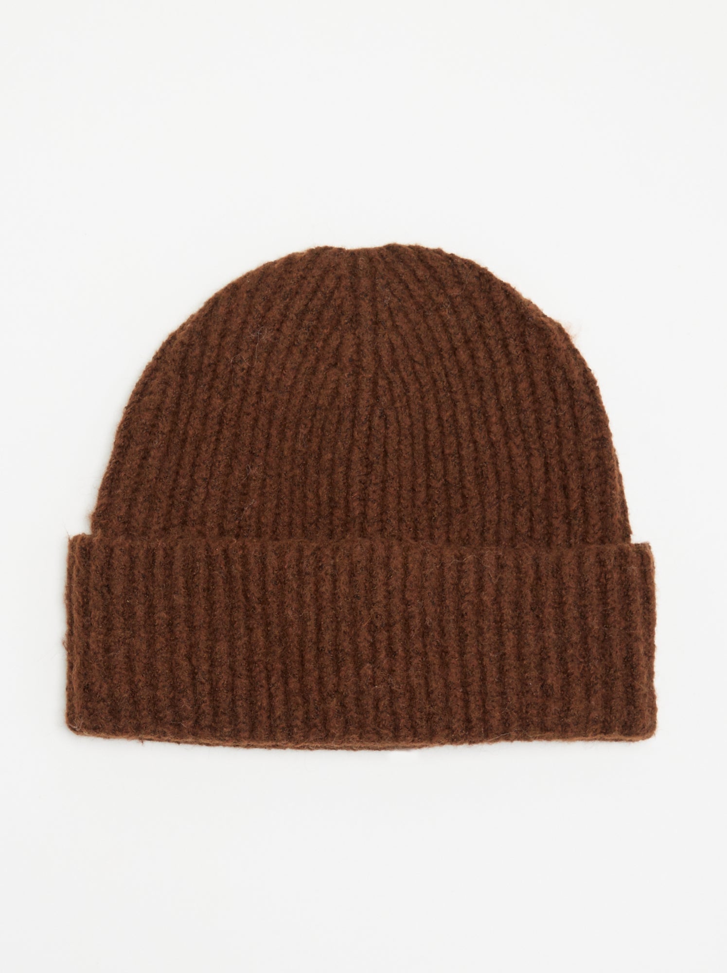 Bonnet en tricot côtelé - Marron