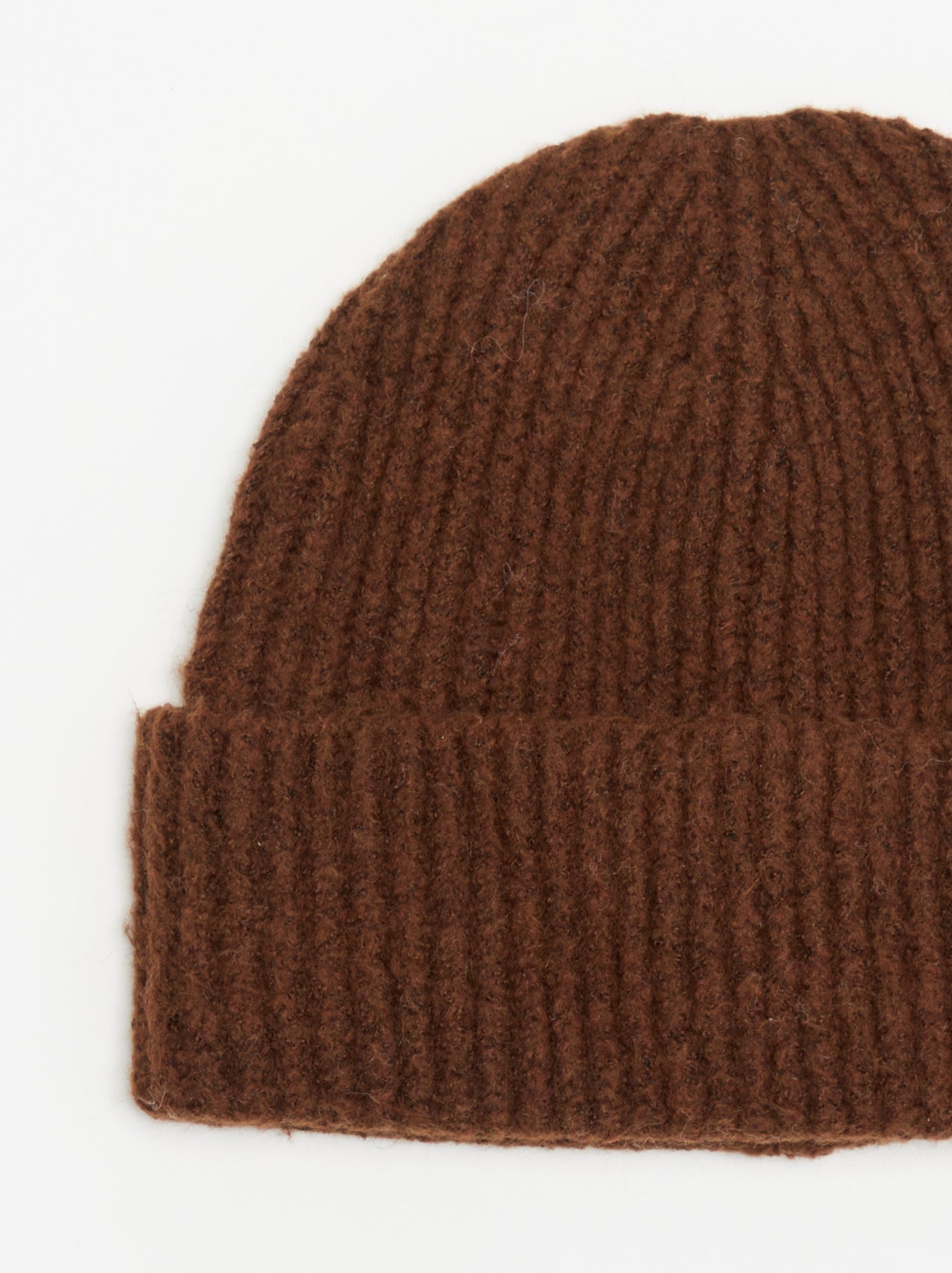 Bonnet en tricot côtelé - Marron
