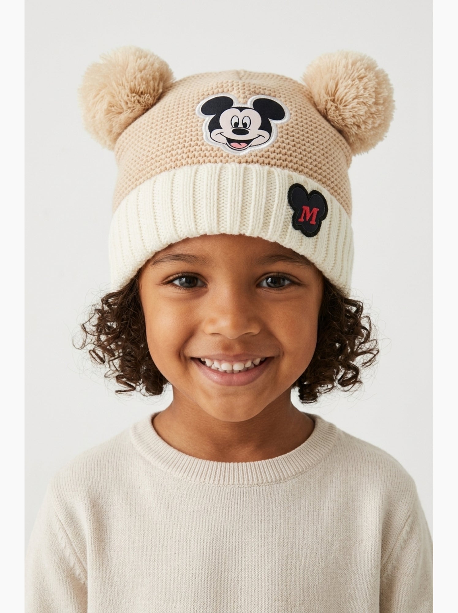 Bonnet   garçon mickey - licence officielle - Beige