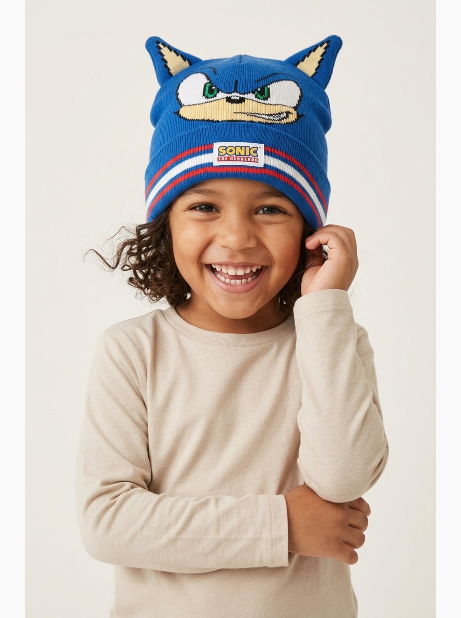 Bonnet   garçon sonic - licence officielle - Bleu