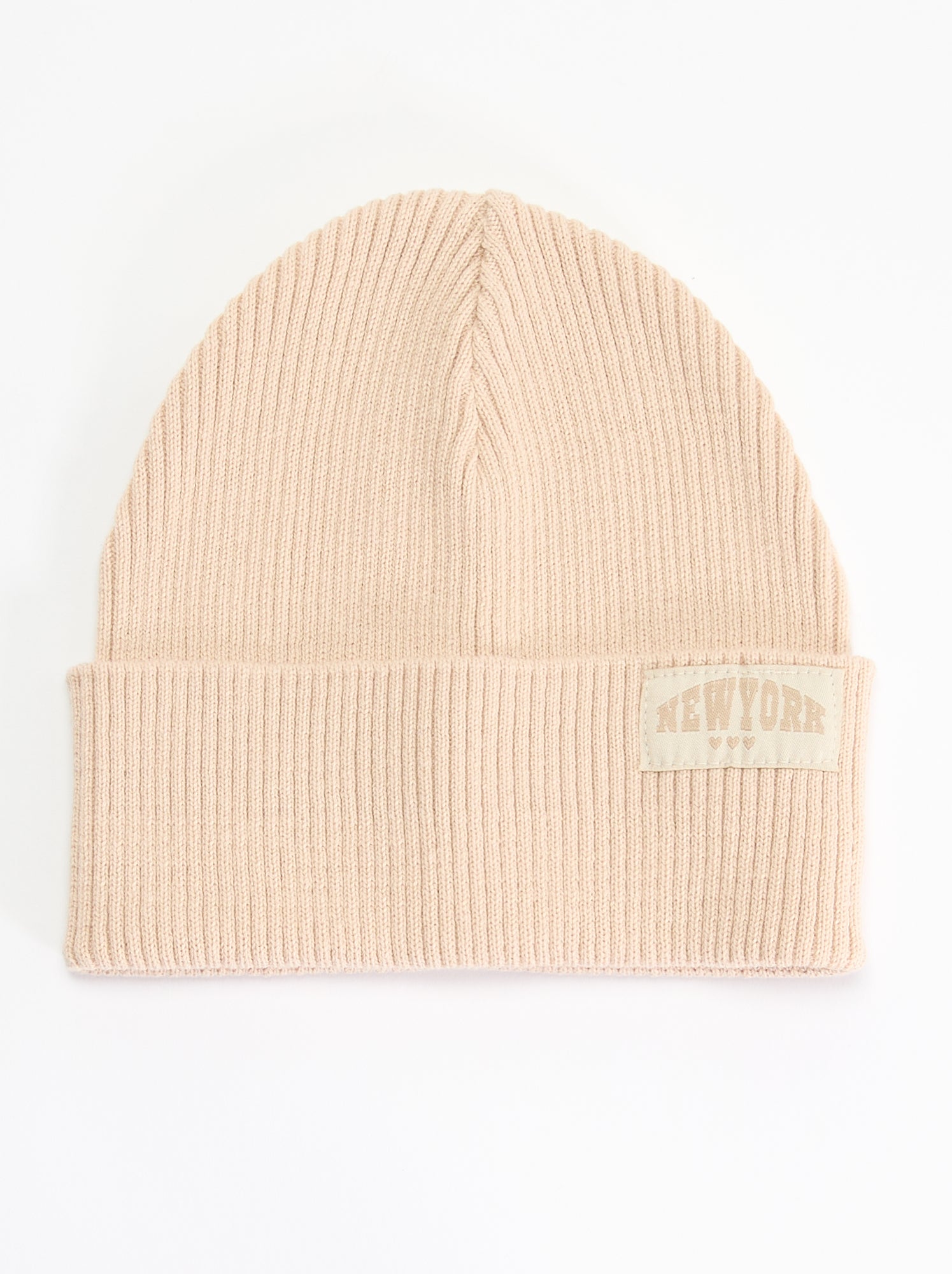 Bonnet uni avec revers - Beige
