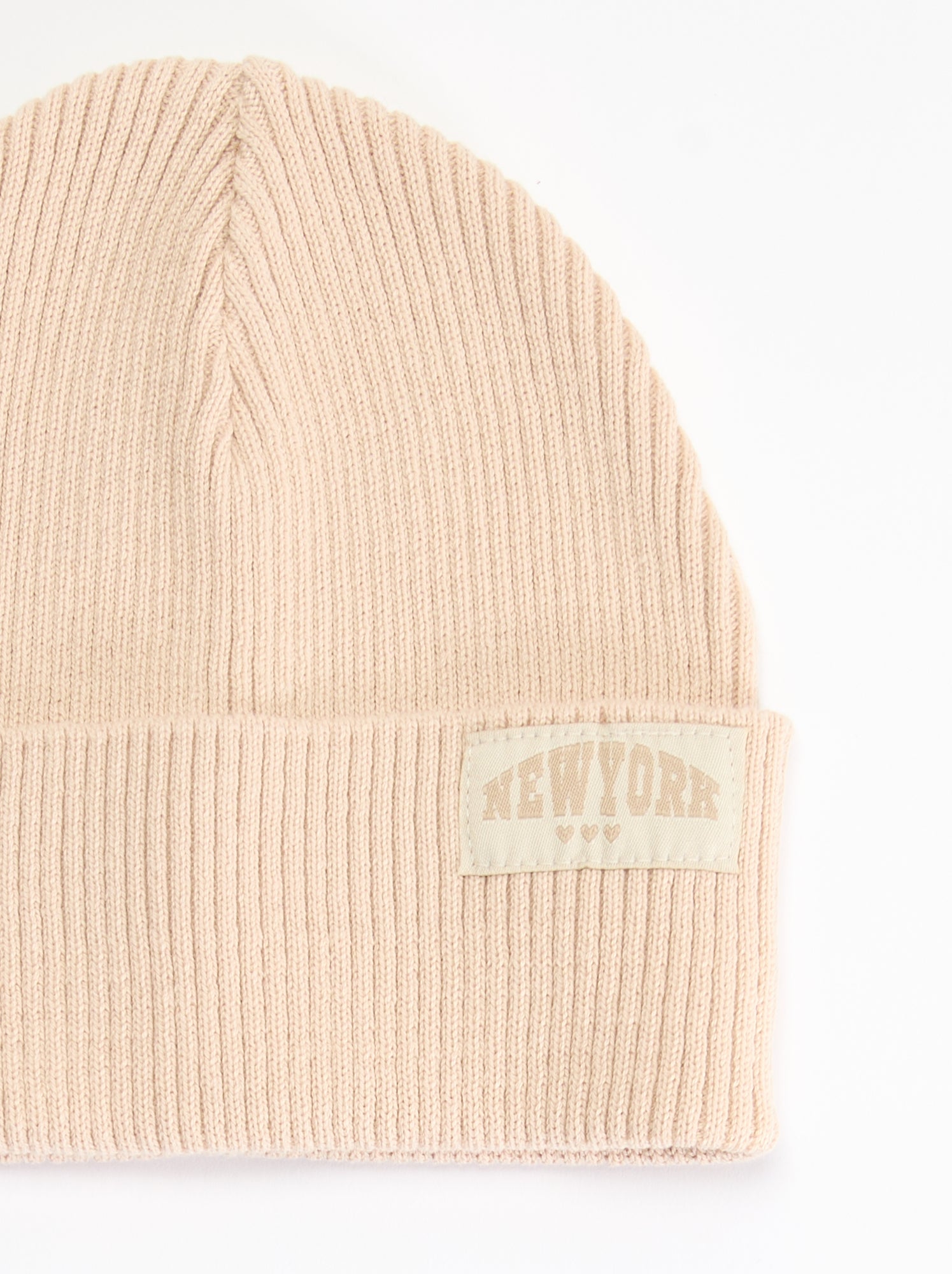 Bonnet uni avec revers - Beige