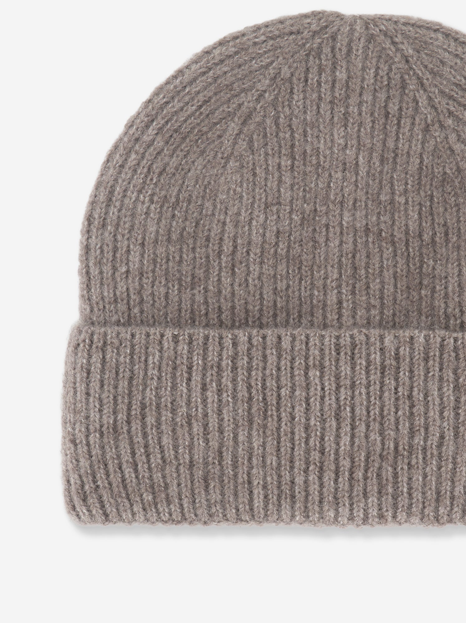 Bonnet uni en maille côtelée - Beige