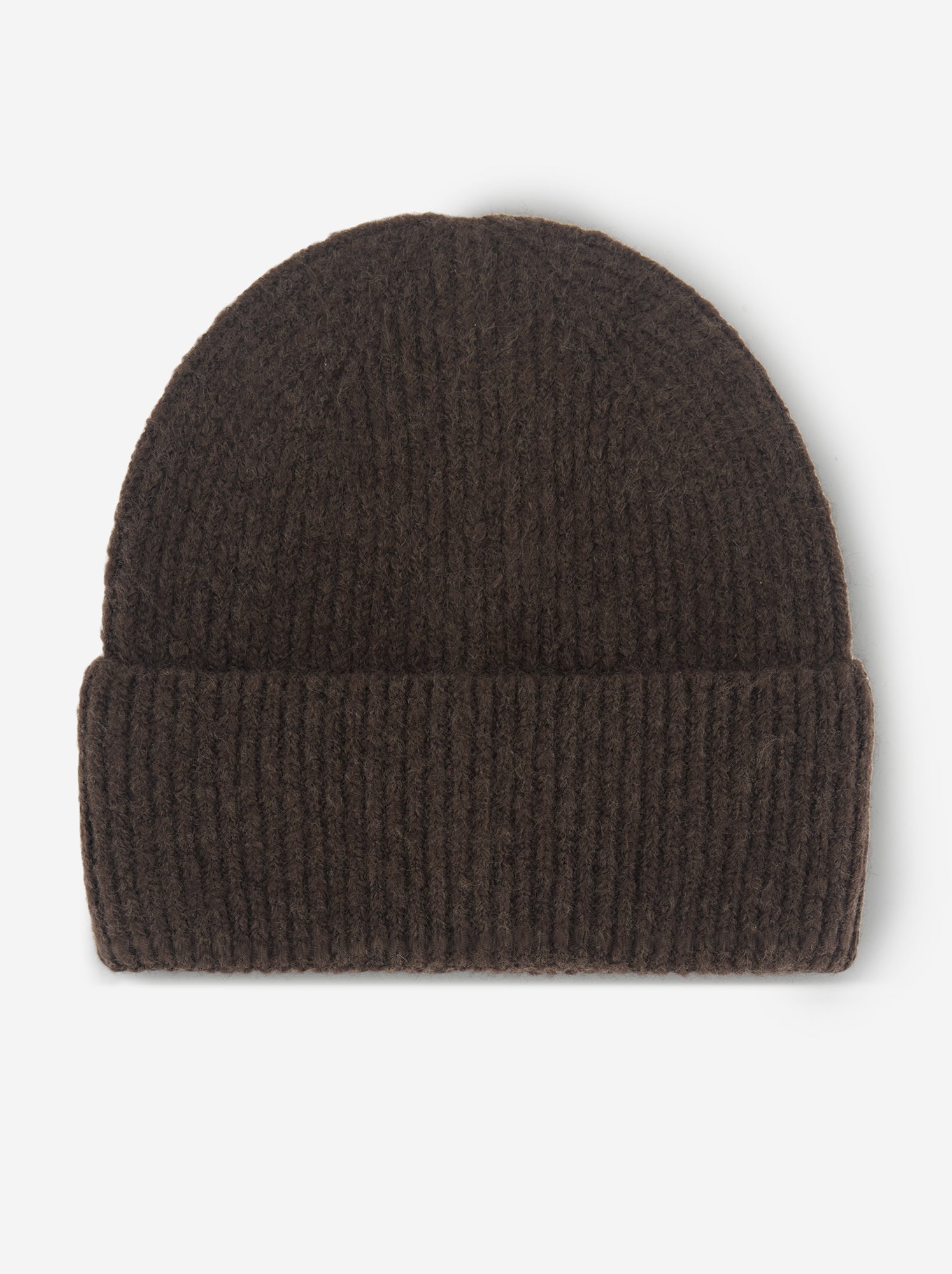Bonnet uni en maille côtelée - Marron