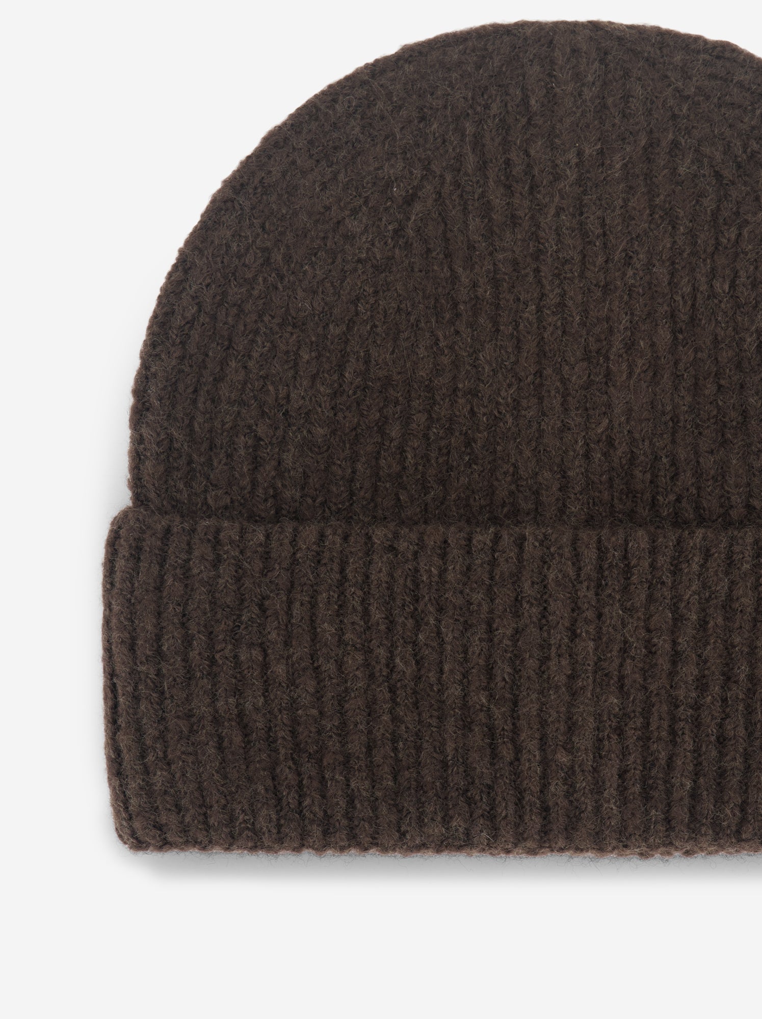 Bonnet uni en maille côtelée - Marron