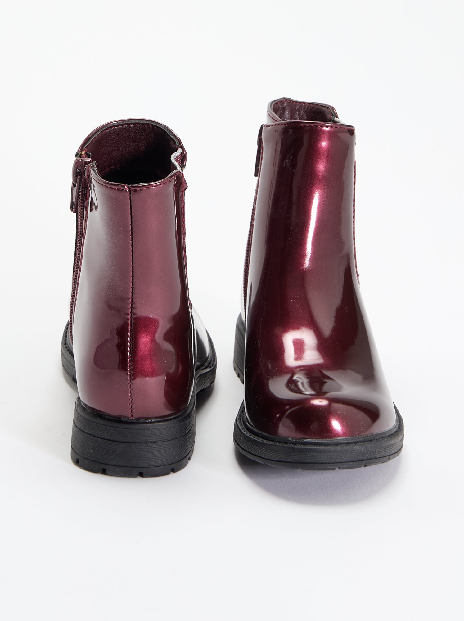 Boots Chelsea en simili avec soufflets pailletés - Rouge