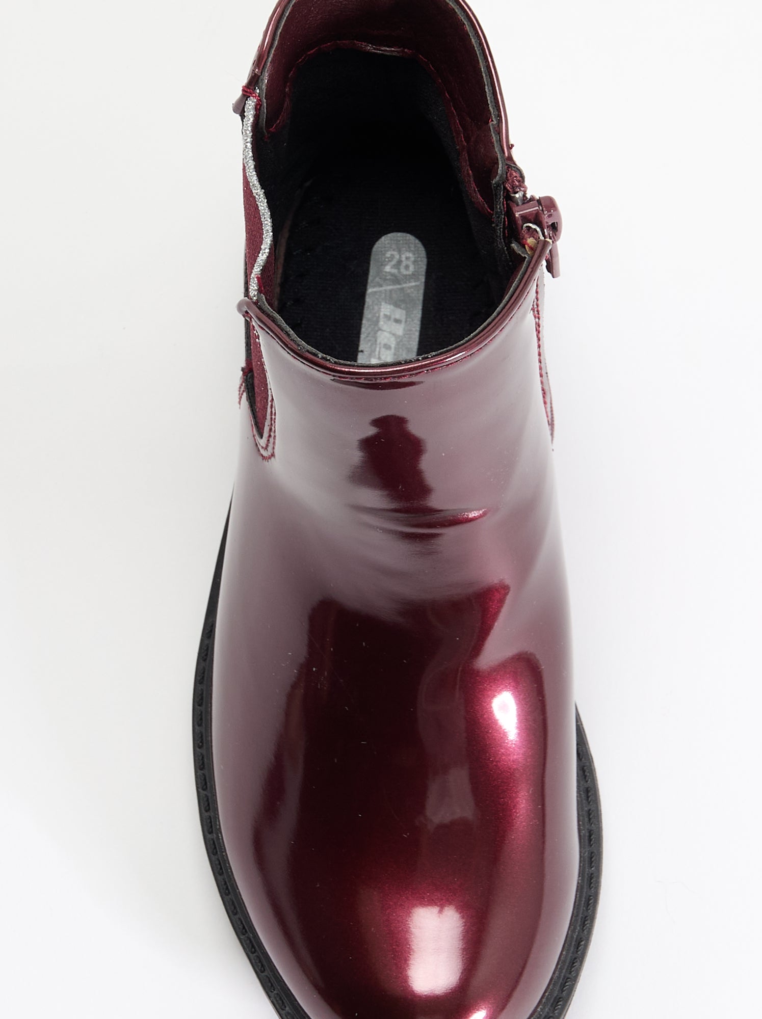 Boots Chelsea en simili avec soufflets pailletés - Rouge