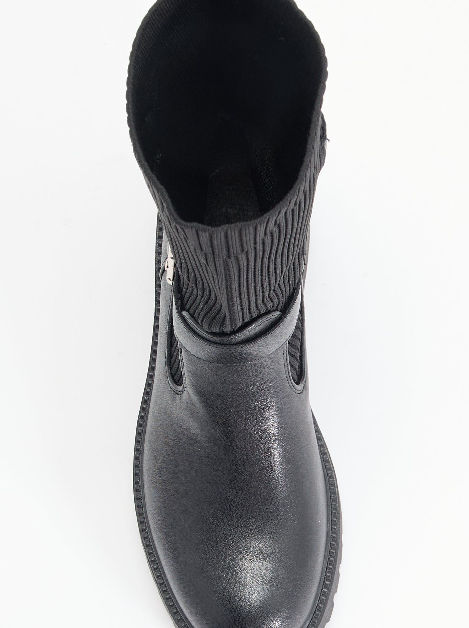 Boots effet chaussette en simili avec boucle - Noir