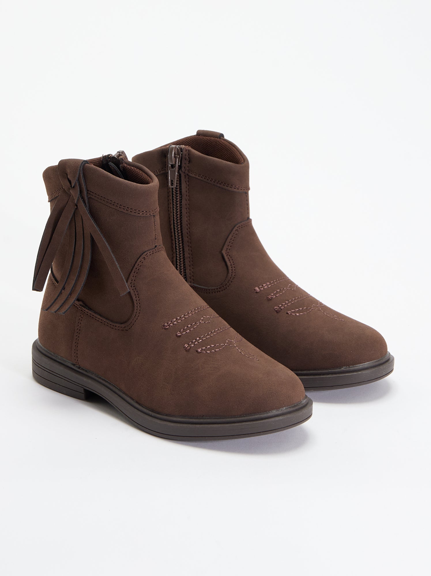 Boots effet suédine - Marron