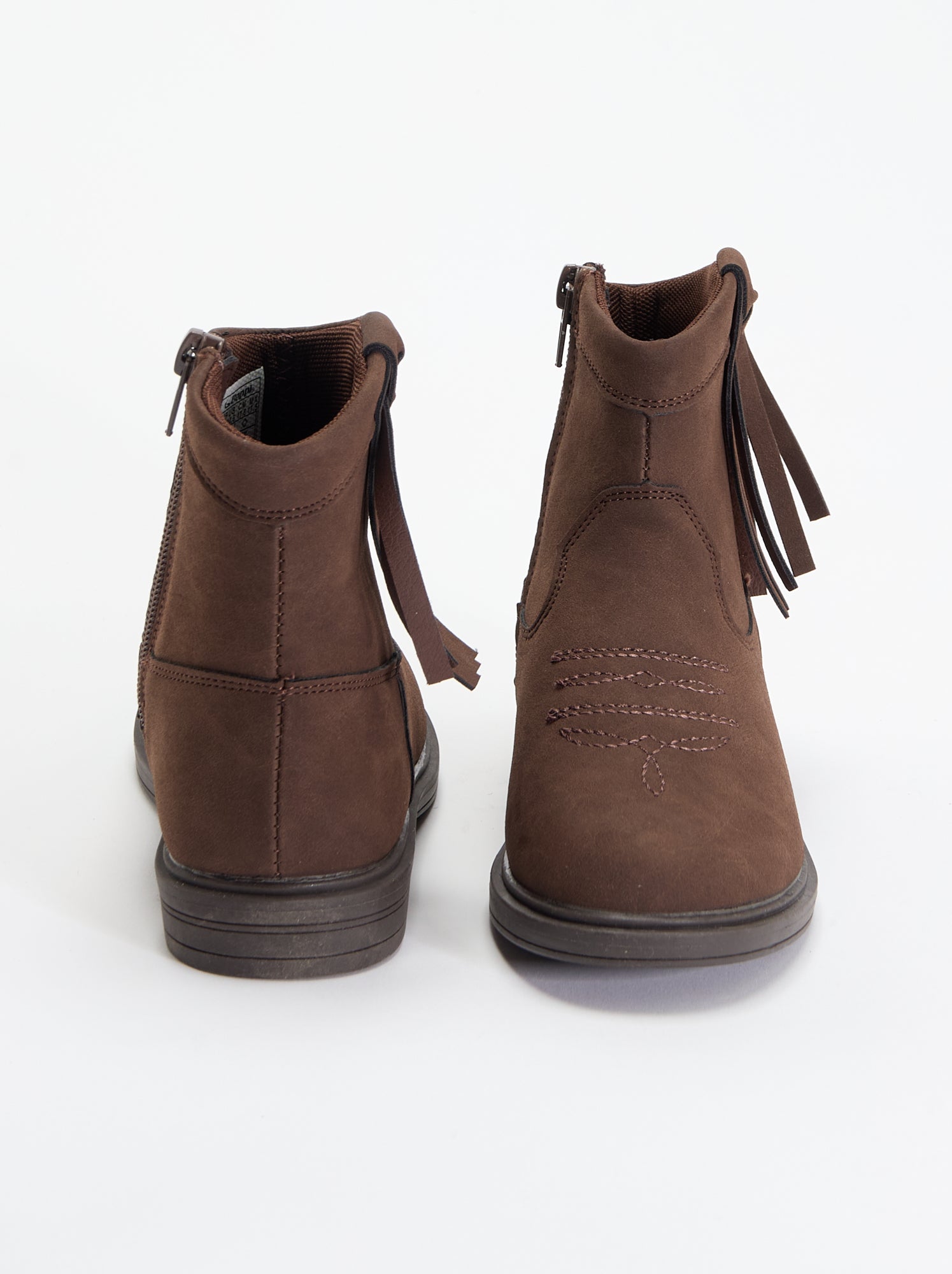 Boots effet suédine - Marron
