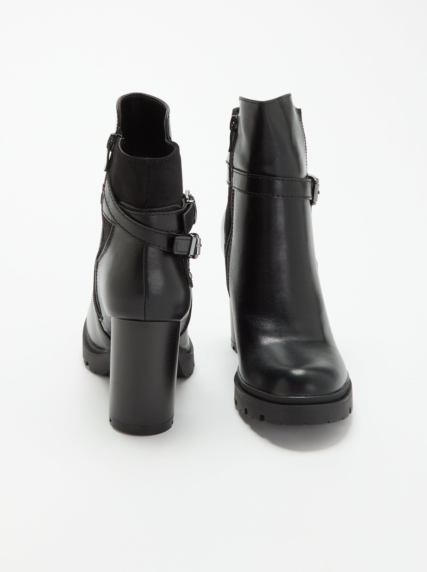 Boots en simili à talon haut - Noir
