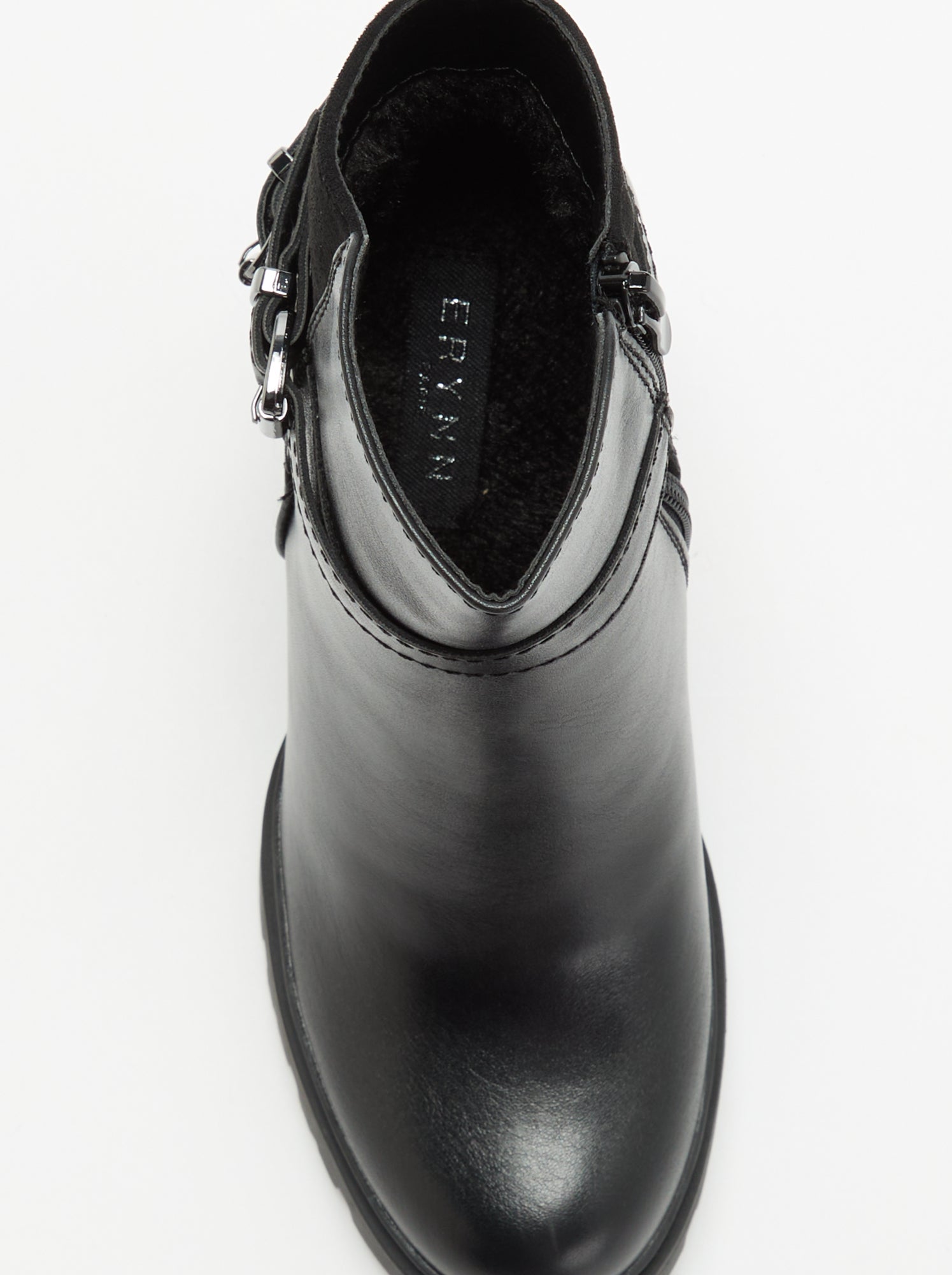 Boots en simili à talon haut - Noir